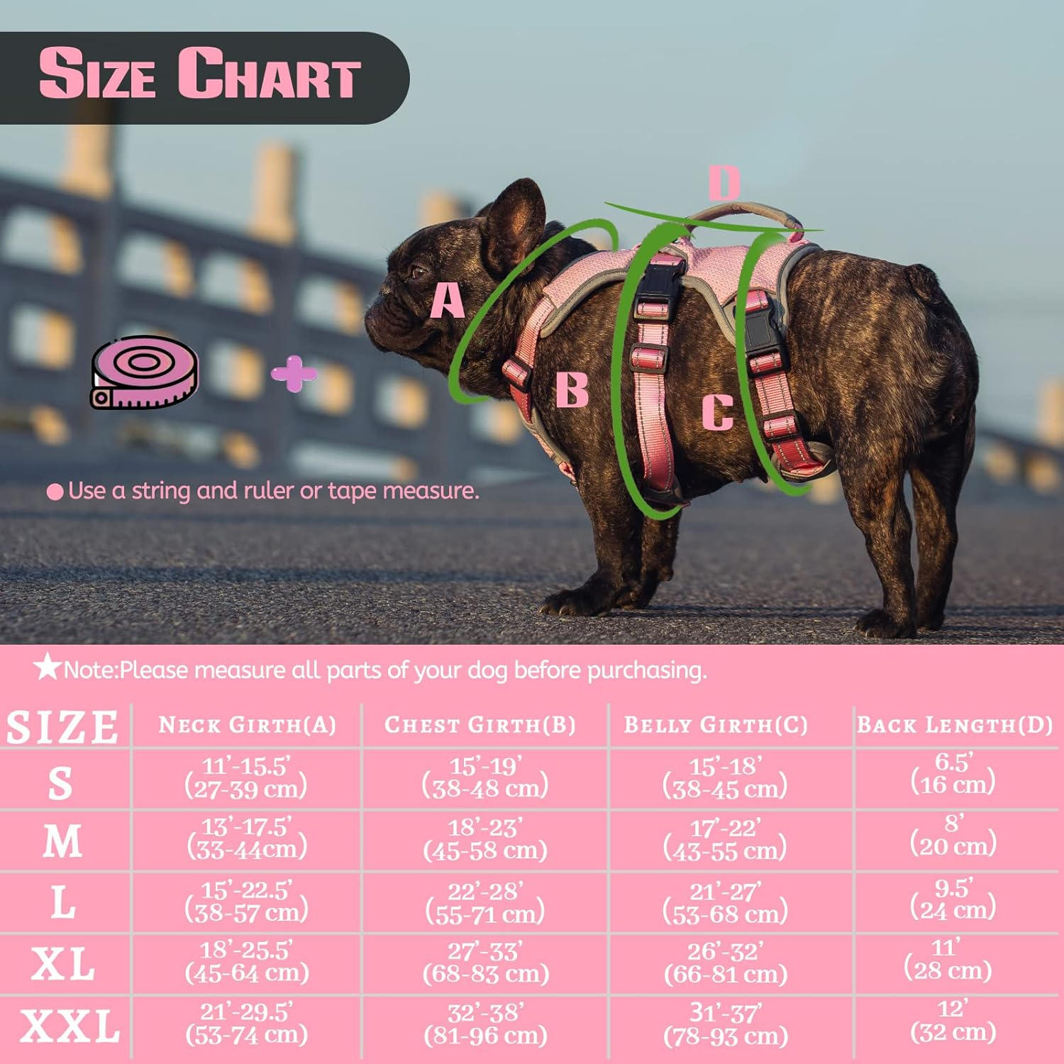 Escape Proof Dog Harness, Multi-Support Harness, Fully Reflective Harness with Padded Handle, Breathable,Durable, Adjustable Vest for Small Dogs Walking, Training, and Running Gear Pink (Small)