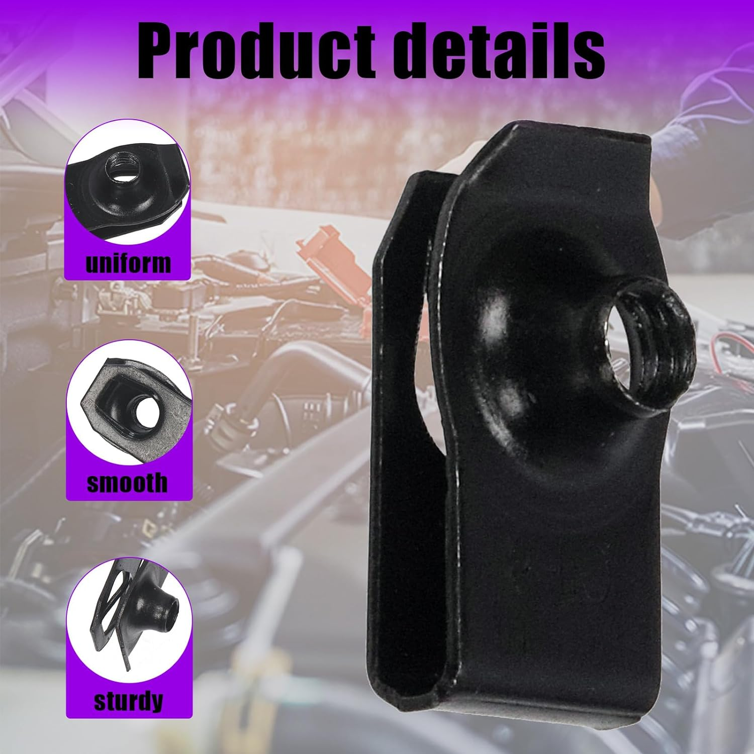 Swpeet 64Pcs Universal Metal Engine under Cover Body Bolts Bumper Fender and Trim Panel Spring Clip Auto Car U-Clip Moulding with Matched Screws Compatible with VW Audi 4A0-867-276A image number 4