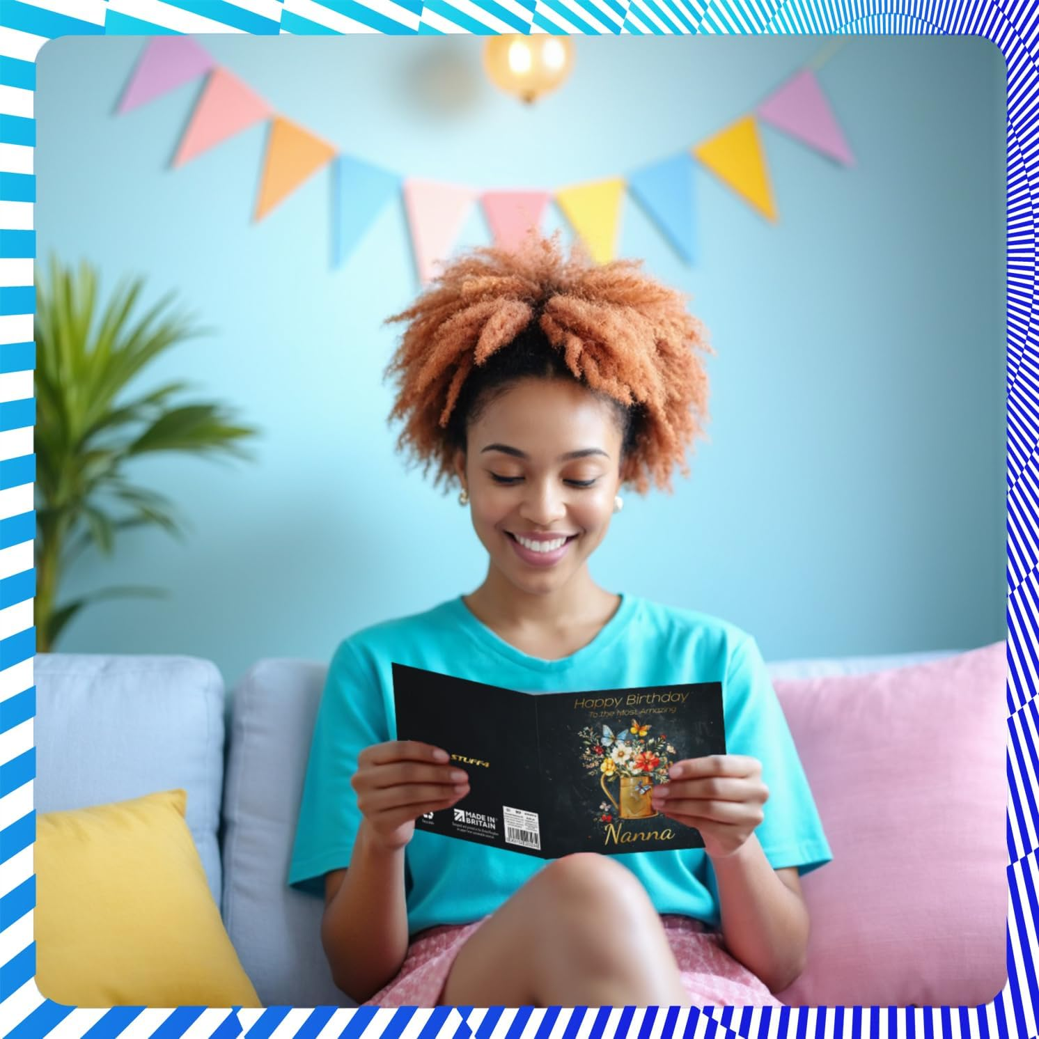 Gold Nana Birthday Card - Watering Can Flowers - Happy Birthday Card for Nana from Grandson Granddaughter, 145Mm Golden Floral Garden Greeting Cards - Daughter image number 4