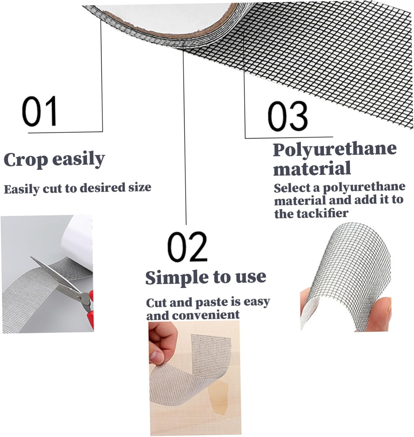 Screen Tape Mesh Repair 3PCS Screen Repair Tape, 2Inx6.6Ft Strong Adhesive Screen Tape Mesh Repair, Cuttable Screen Patch, Fine Mesh Screen Repair Kit for Doors and Window image number 1