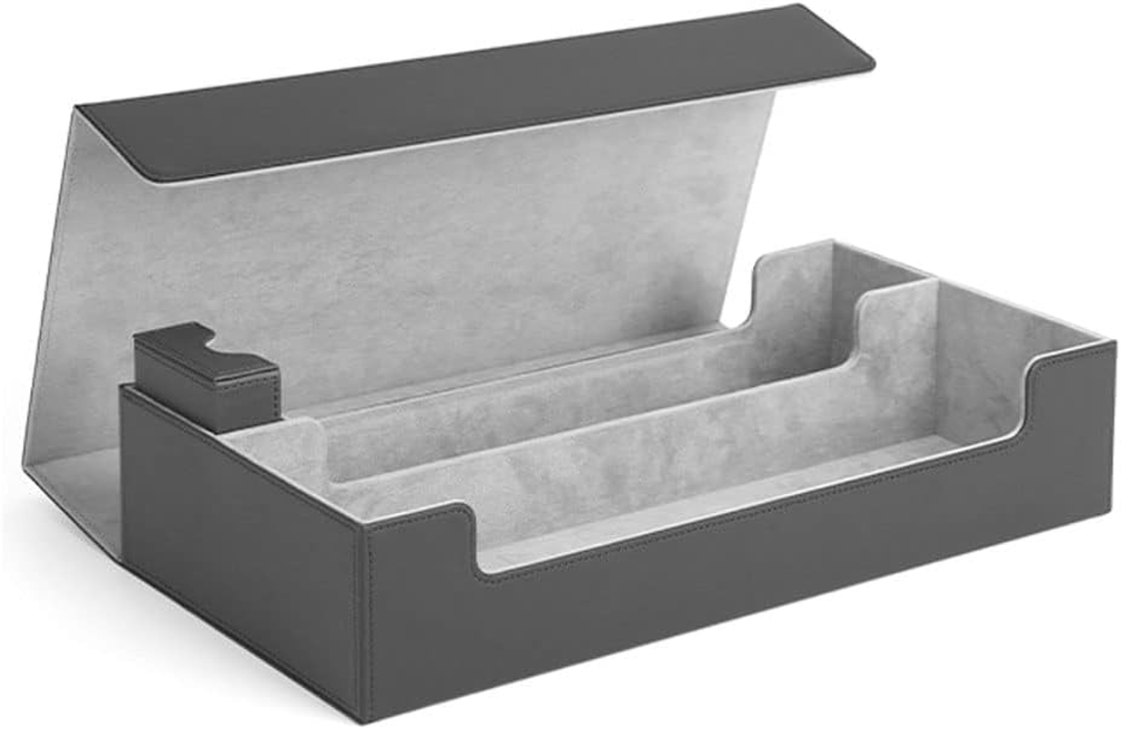 YOZOTI Card Deck Box Leather Large Size Fit 550 plus Sleeved Cards Compatible with Single/Double Sleeved Toploader MTG TCG Ccg(Black,Blue)