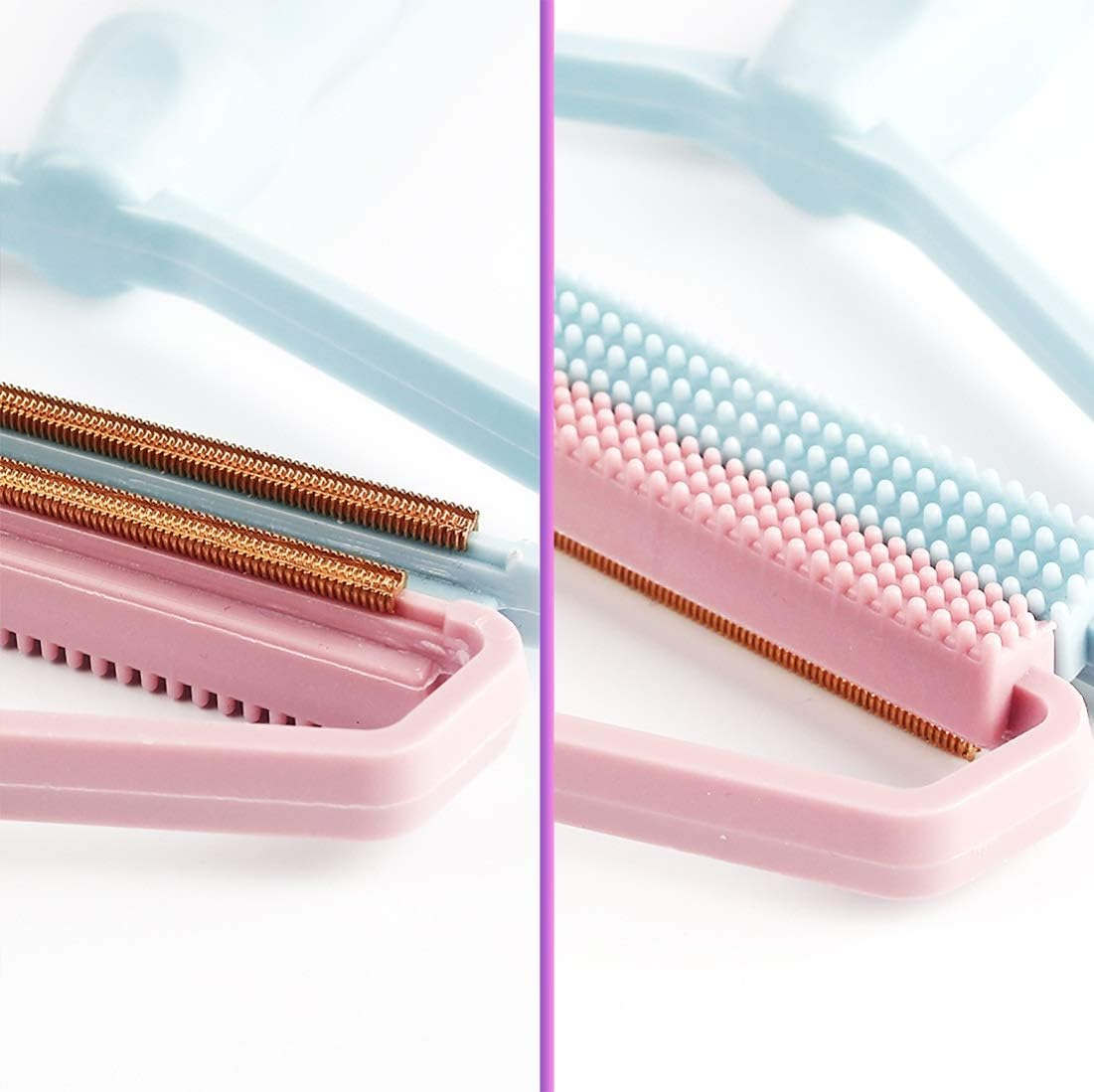 Portable Fabric Shaver, Pet Hair Remover, Manual Lint Remover, Dog Hair Remover Tool, Removing Dust from Clothing, Carpet, Furniture, Blankets, Couch Pink 1Pcs - Blue Pink 2Pcs image number 6