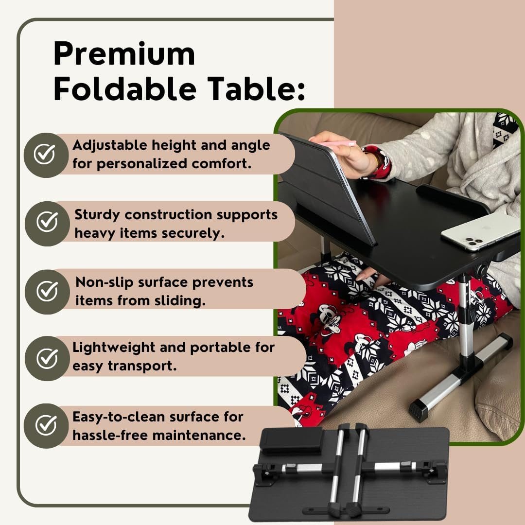 DLS Laptop Desk Foldable | Lap Desk for Laptop | Bed Table for Laptop | Laptop Table for Bed | Portable Laptop Stand | Bed Desk underneath | Lap Table XL image number 5