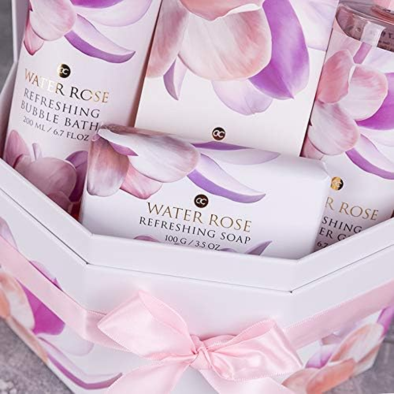Accentra, Water Rose Gift Set for Women Mums and Ladies Pampering Set for Bathing Body Care in Soothing Water Rose Fragrance, Pink/White image number 1