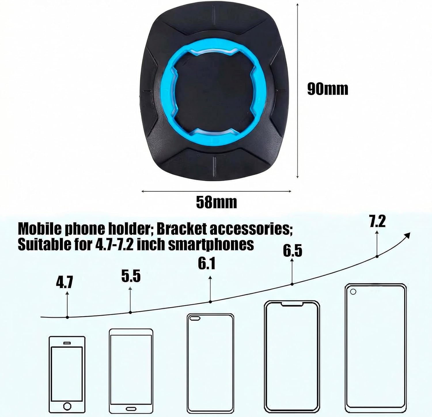 JANGJANG Phone Mount Universal Adaptor for Quad Lock, Adhesive Mount, Quick and Secure for Smartphones, Motorcycles, Bicycles, Cars, Accessories, Blue (Blue)