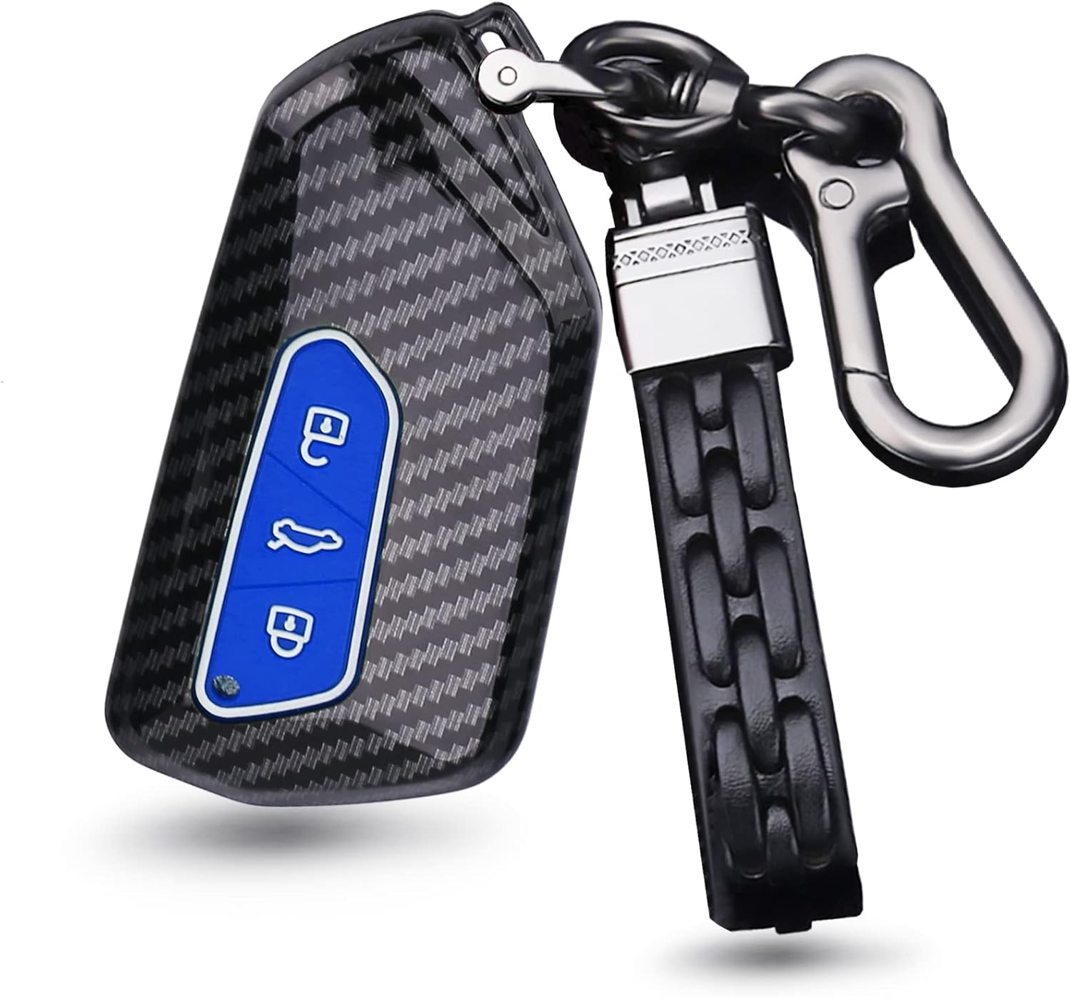 Plastic Car Key Fob Cover Fit for VW ID.3 ID.4 Golf 8 Seat Leon MK4 Tarraco Ateca Skoda Octavia Enyaq 2020-2021 Keyring Accessories Remote Key Case Key Holder Keychain Carbon Black