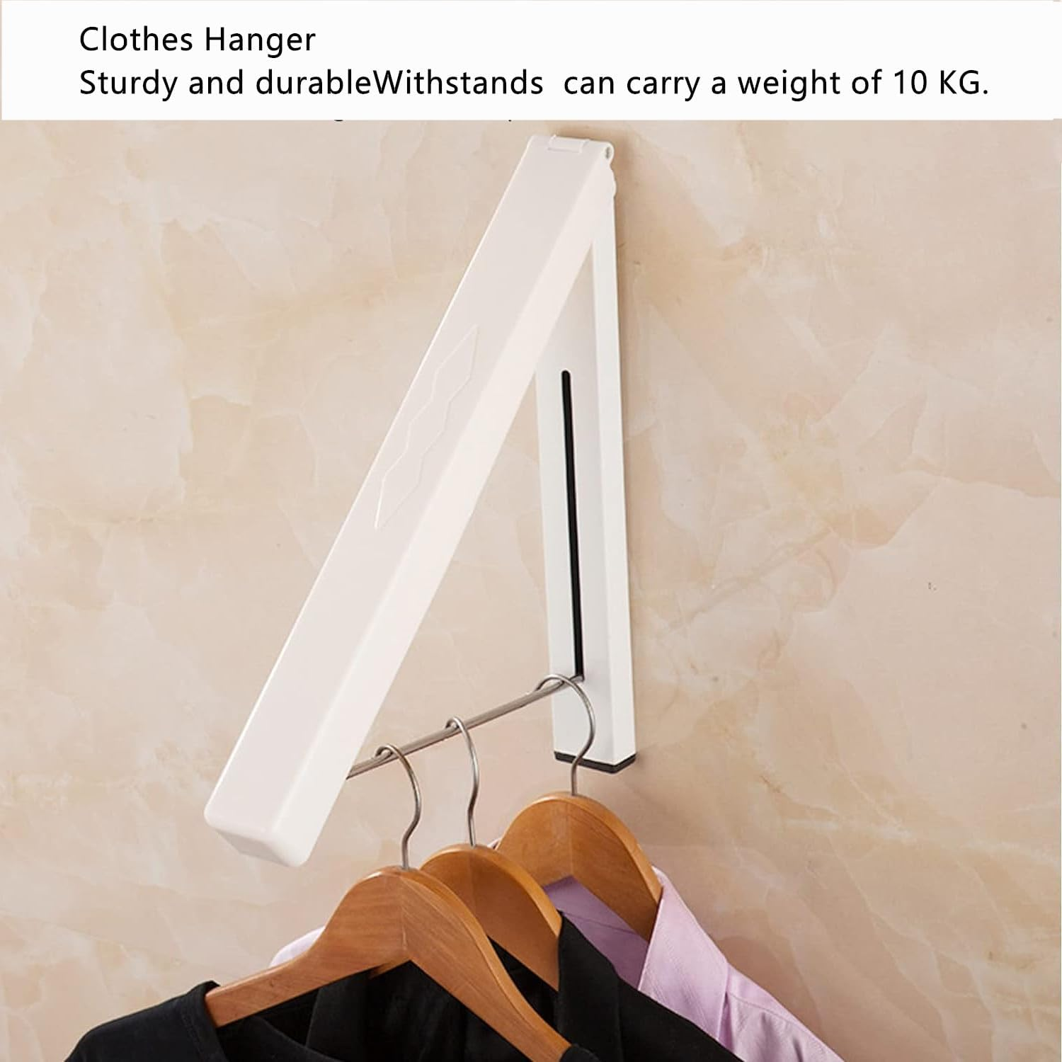 Foldable Drying Rack Wall Mounted Laundry Hanger Plastic Rounded Corners Laundry Racks for Laundry Room,Dryer Room, Home, Offices(White) image number 1