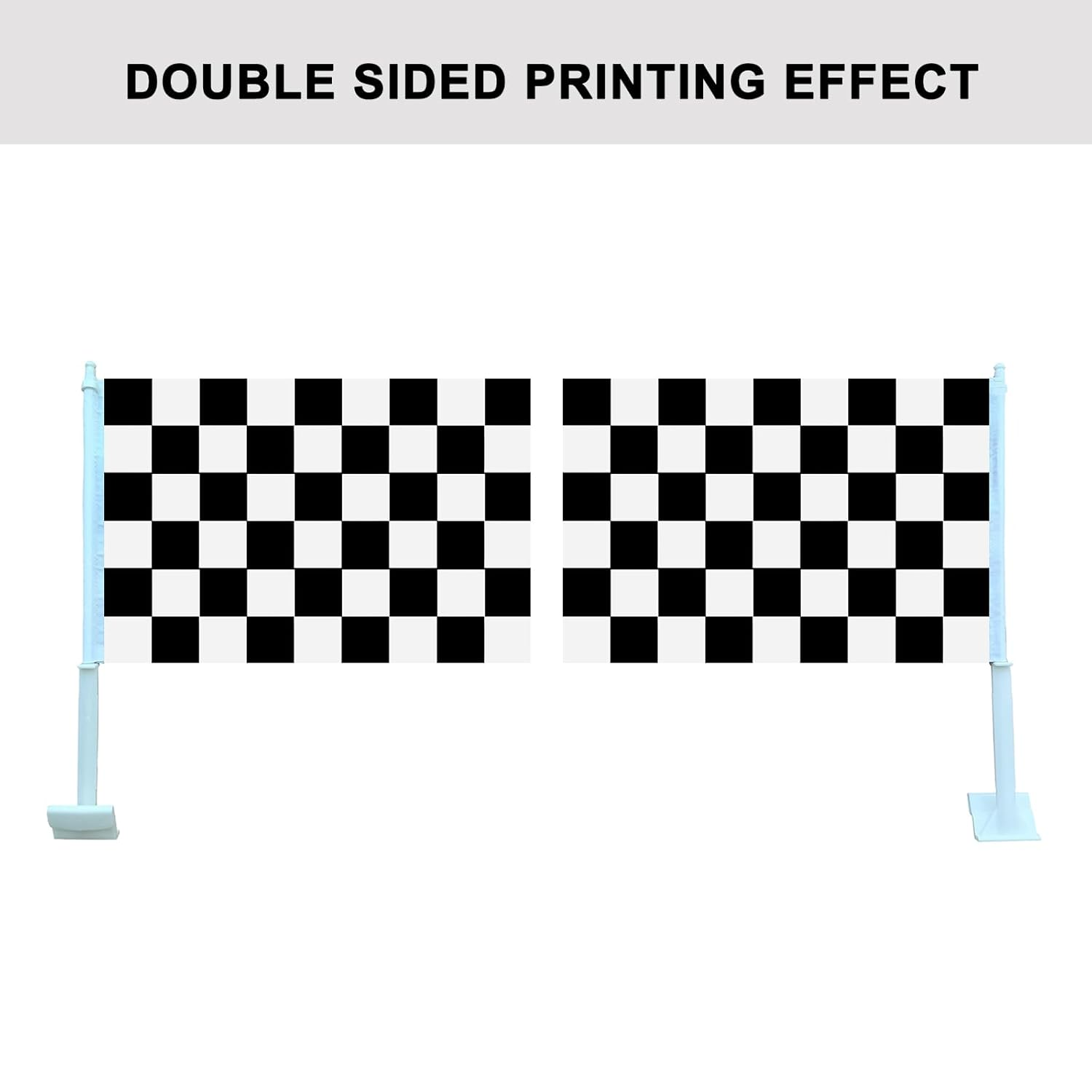 National Car Flag Countries Auto Flag with Window Clip Flagpole Mount Double Sided Printed Car Flags Vehicle Decor (Checkered)