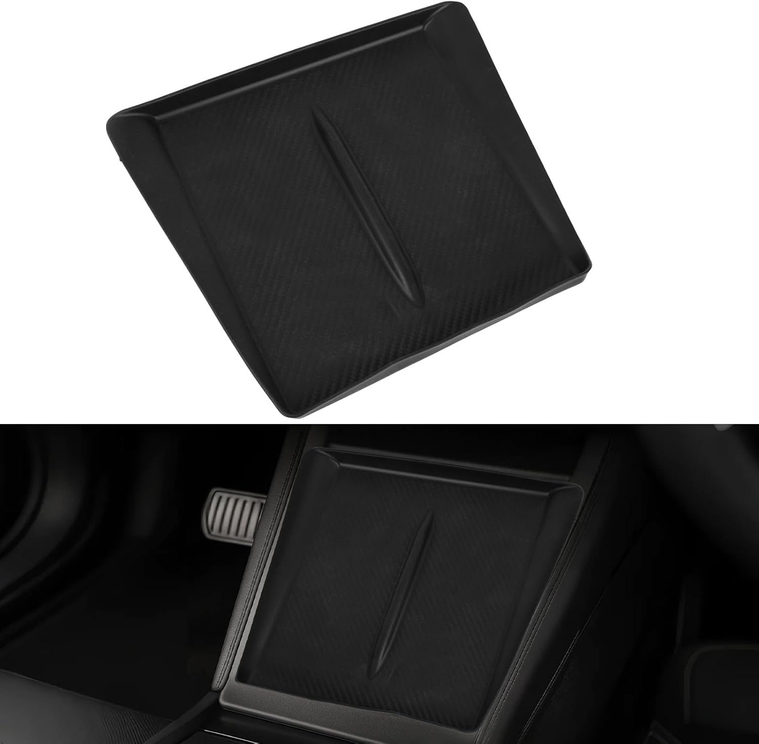 Center Console Non Slip Pad, Center Console Wireless Charging Pad Non-Slip Silicone Mat Suitable for 2026 2025 Model 3/Y Juniper New (Black) image number 2