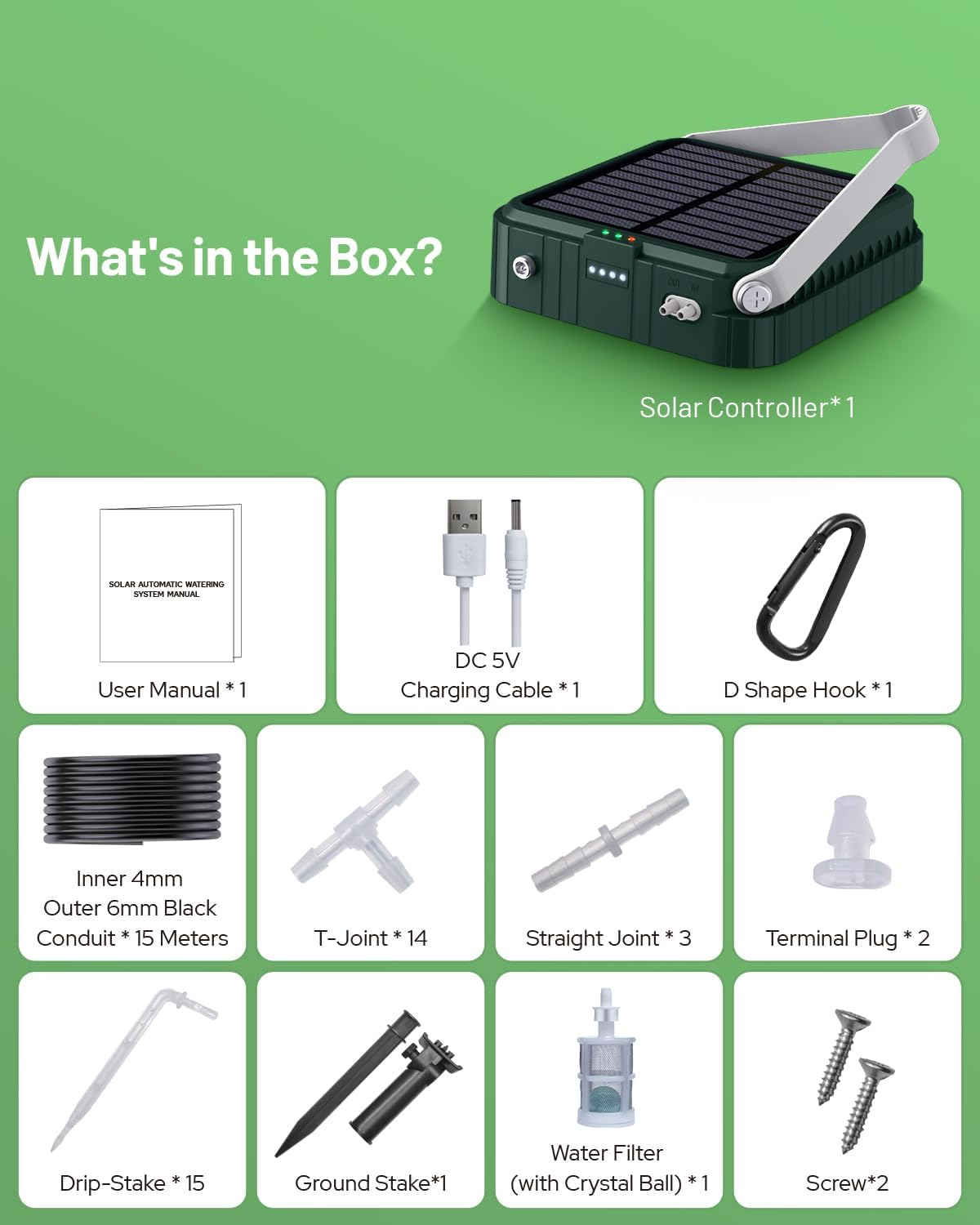 Solar Irrigation System for Garden Watering System, Latest Automatic Drip Irrigation Kits for Potted Plants, Supported Automatic Watering System for Balcony Outdoor, Plant Bed and Green House