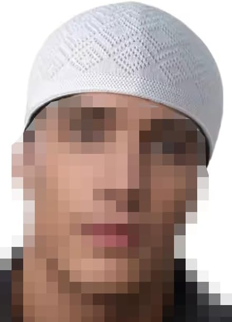 TRI ZONE Kufi Hats for Men, Muslim Prayer Cap, Breathable Taqiyah, Knitting Namaz Topi, Skull Kufe Hat, Islamic Ramadan Eid Gift, Set of 5 Caps with Tasbih image number 1