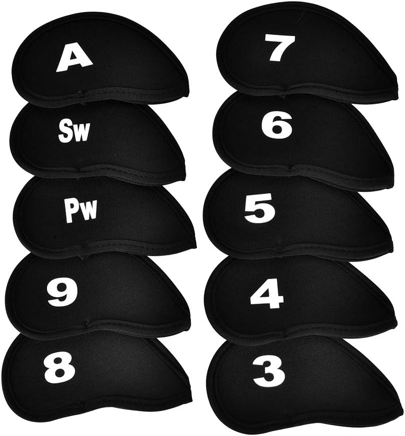 Iron Cover, Neoprene Durable Head Protect Cover, 10Pcs for Beginners with Numbers Letters Lover(Black)