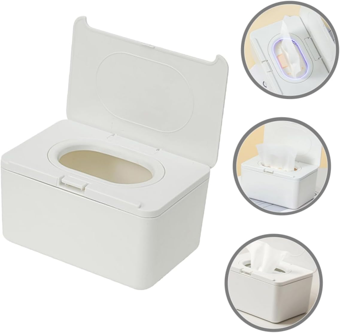 Ciieeo Wipes Dispenser Tissue Box Cover Plastic Wipe Holder Refillable Storage Case Portable for Home and Travel White image number 6