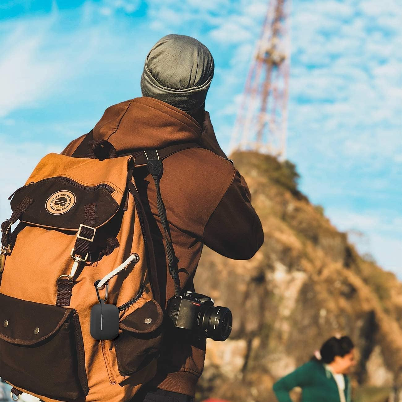 Rorupopo for Airpods Pro 3 Case,Waterproof Silicone Airpods Pro 3 Case Cover,Shockproof Full Protective Cover with Carabiner-Black - Pink image number 2