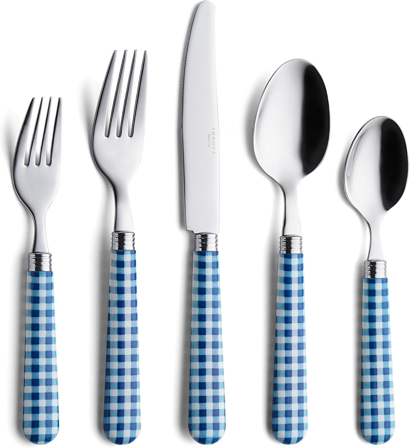 ANNOVA Silverware Set 20 Pieces Stainless Steel Cutlery Color Handle Flatware - 4 X Dinner Knife; 4 X Dinner Fork; 4 X Salad Fork; 4 X Dinner Spoon; 4 X Dessert Spoon (Wood)