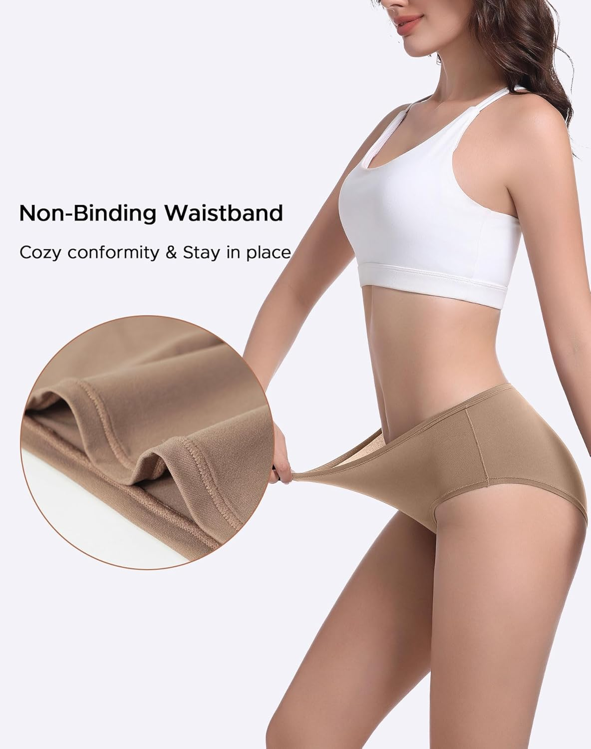 OEIOEI Women&rsquo;S Underwear Stretchy Full Coverage Ladies Panties Breathable Undies 4-Pack image number 5