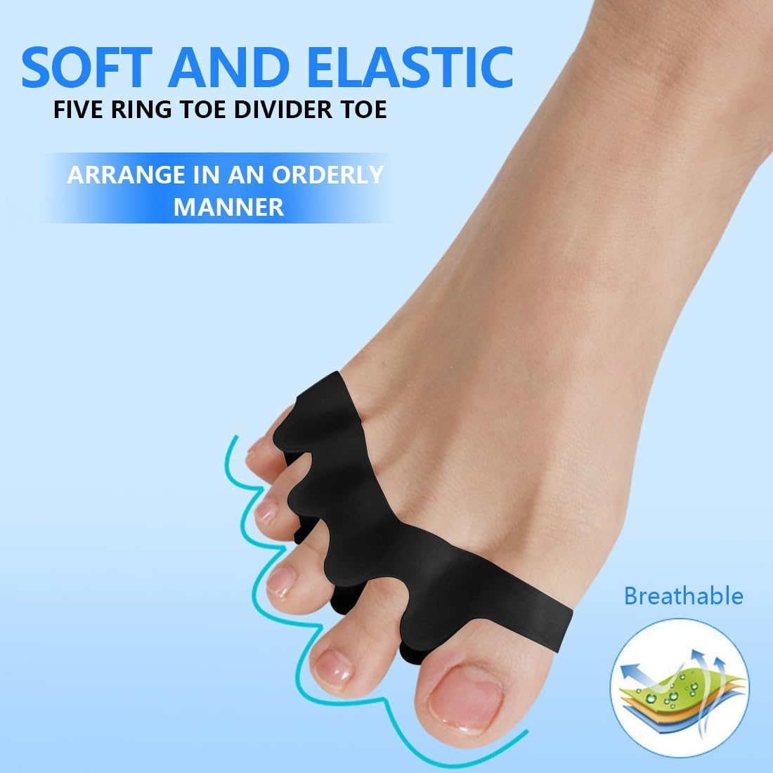 BEPSYOM 4 Pairs Toe Spacer Silicone Toe Separator Hallux Valgus Correction, 8 Pieces Toe Separator Toe Separator for All Toes, Men and Women image number 2