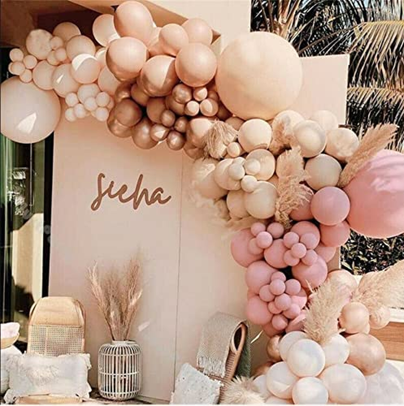 Uandhome Balloon Arch Garland Kit, Blush Nude Apricot Party Balloons for Retro Boho Wedding Baby Shower Bridal Engagement Anniversary Birthday Decorations
