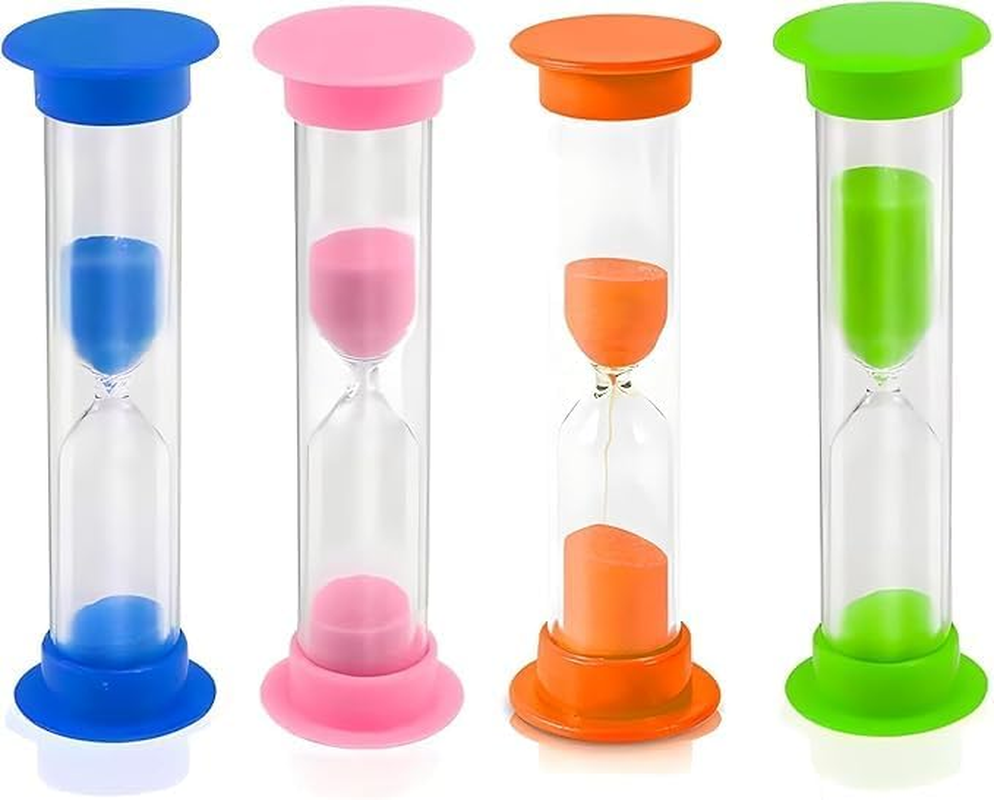 4 Colors 2 Minute Sandglass Timer, Plastic Hourglass Timer, Mini Sand Clock Timer, Time Management Game, Countdown Toy, Blue, Pink,Orange, Green image number 2
