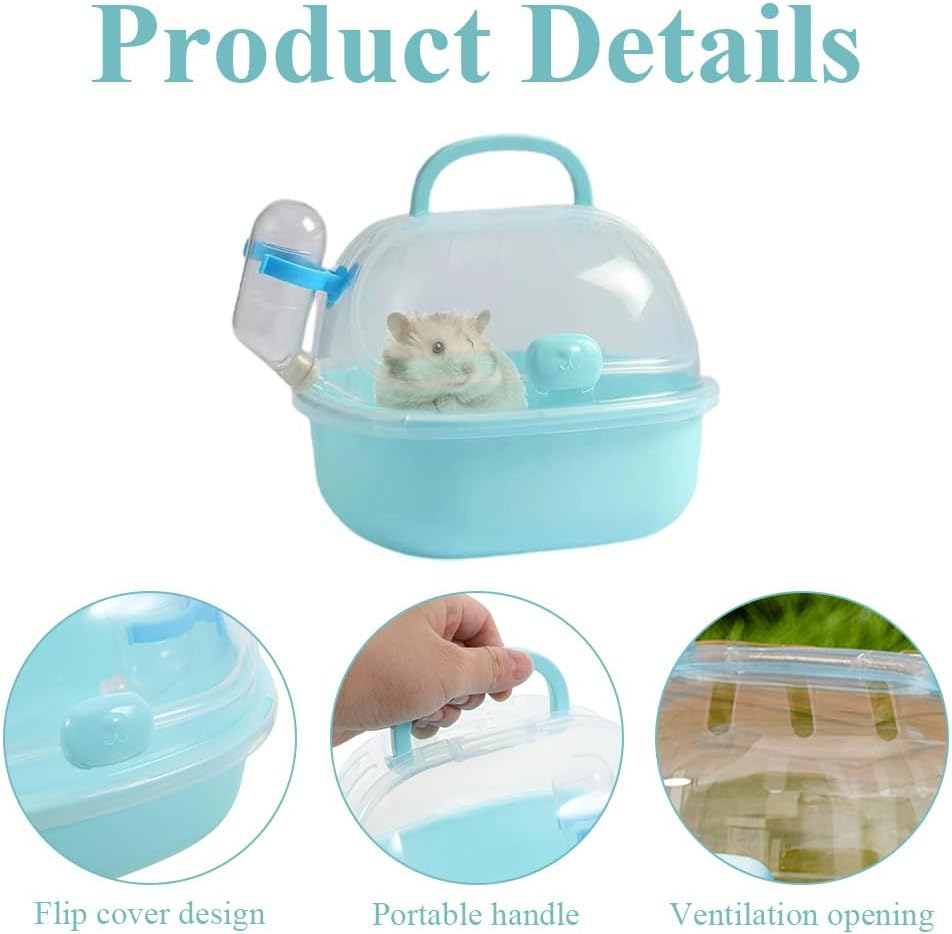 Hamster Carrier Cage,With 60Ml Water Bottle,Portable Animal Travel Carrier Carry Case,Handheld Plastic Cage,Pet Supplies,For Gerbils,Hamster,Small Pets image number 2