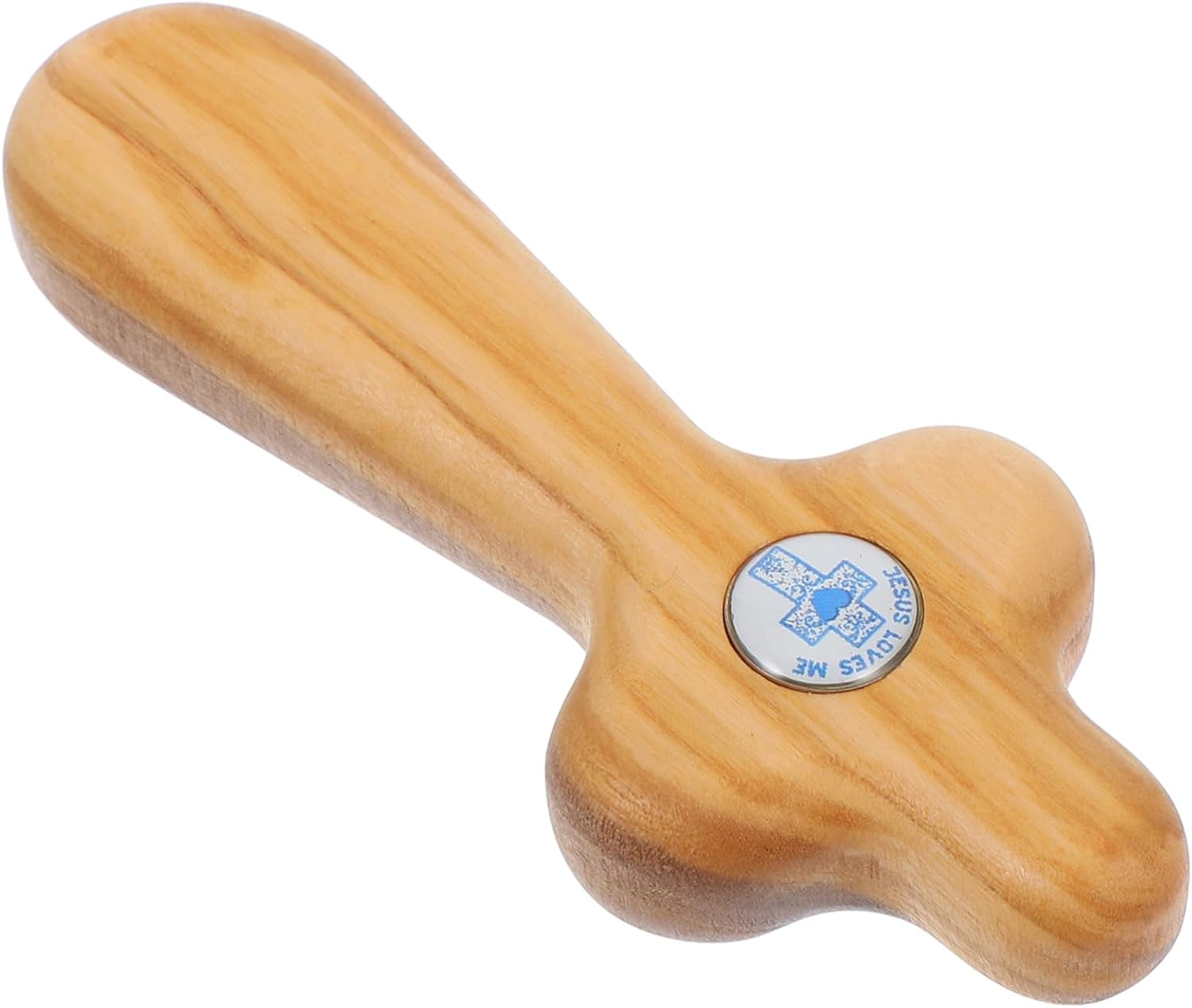 GLSTOY Small Handheld Olive Wood Cross for Baptism Confirmation and Holy Communion Religious Keepsake Jesus Statue Pocket Prayer Cross image number 2