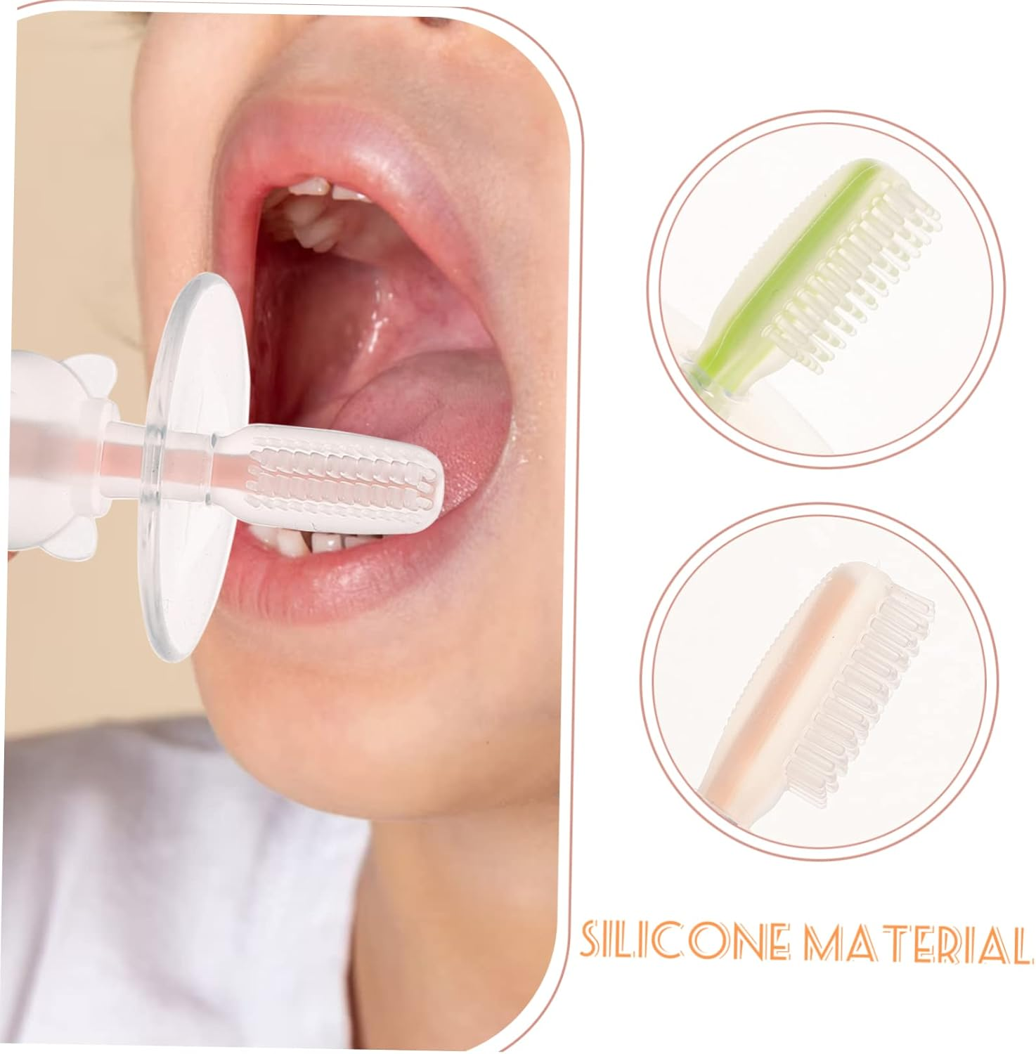 LIFKOME 4Pcs Silicone Baby Toothbrush Set Suction Base Soft Bristles Toddler Oral Cleaner for Newborns Infant Oral Care in Pink Yellow Green Blue image number 2