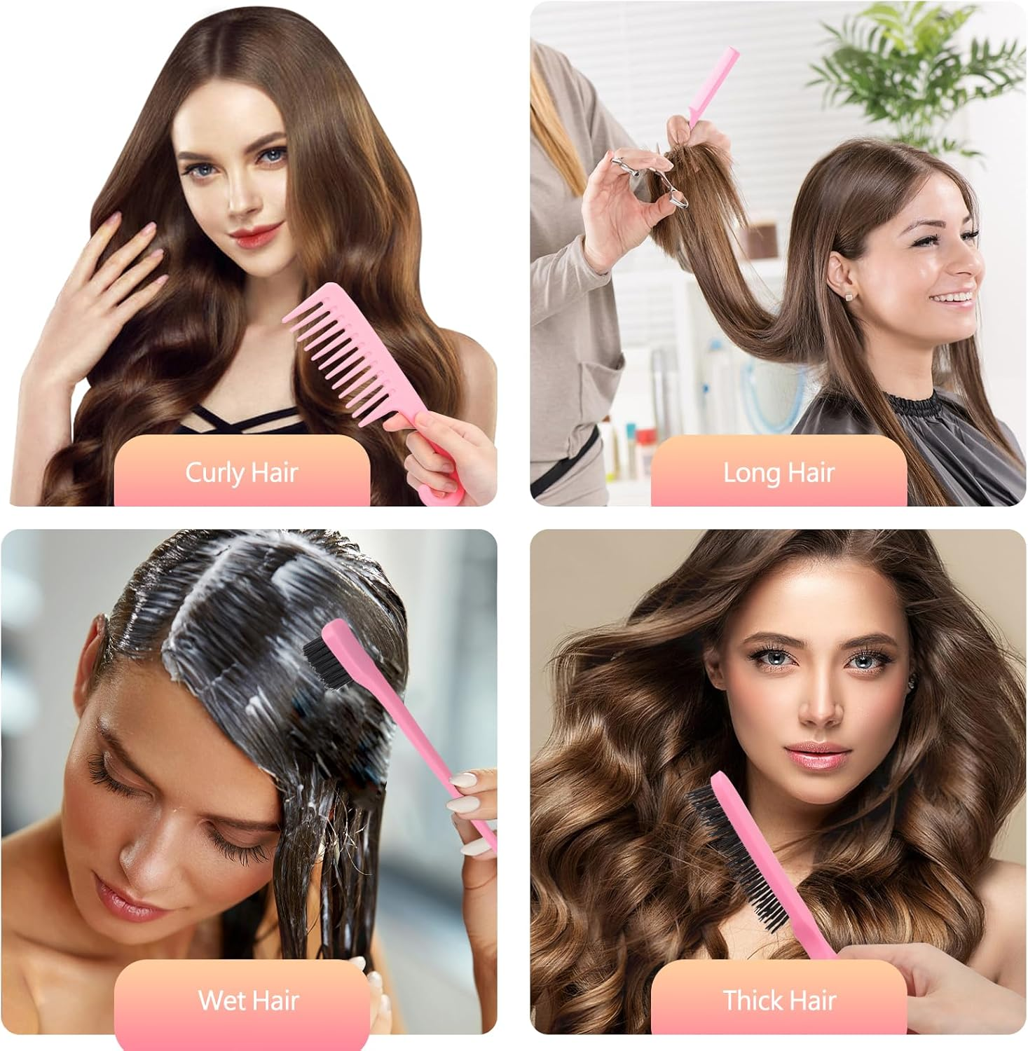 Hair Brush Set, 14 Pieces Hair Brushes, Hair Tools, Includes Transparent Cosmetic Bag, Spray Bottle, Edge Brush, Curling Brush, round Brush, Scalp Brush and Hairpins, Styling Tools image number 1