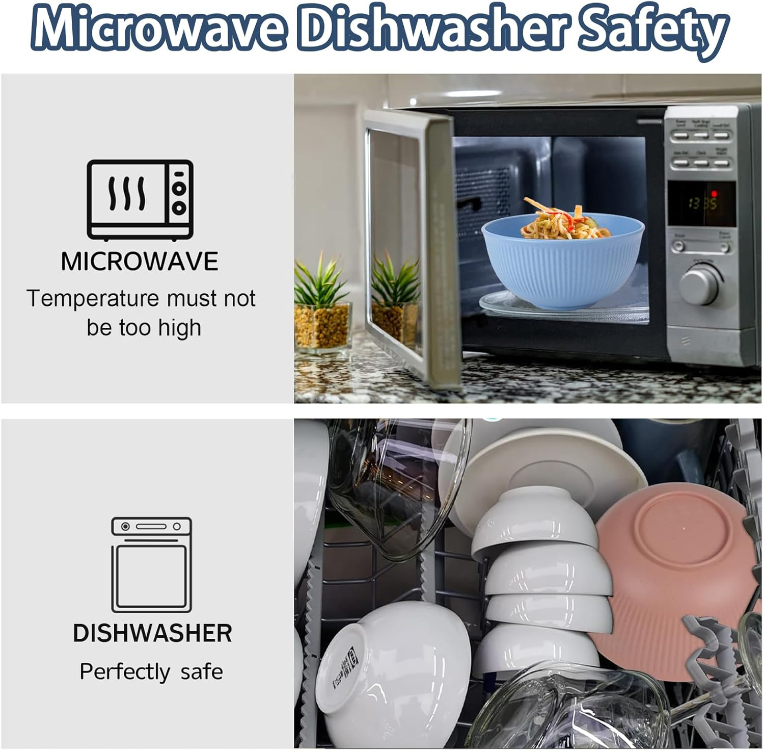 DXQCHDUO Unbreakable Bowls Set of 8,Lightweight Breakfast Cereal Bowls,Reusable and Sturdy Unbreakable Bowl for Soup,Colourful Salad Bowls,Dinner Bowl, Dessert Bowl Set for Bbq,Picnic image number 3