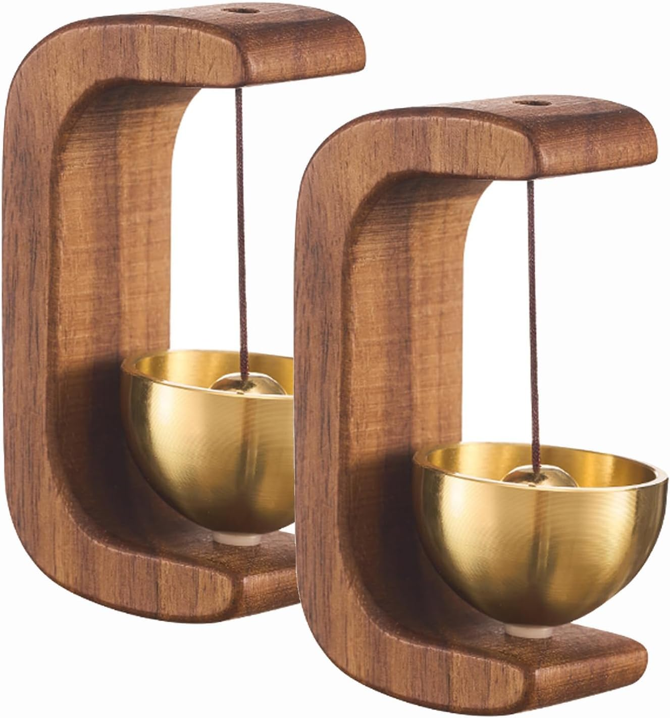 2Pcs Shopkeepers Bell for Door Opening, Magnetic Shopkeepers Bell Wood Doorbell Wind Chime(Walnut Wood)