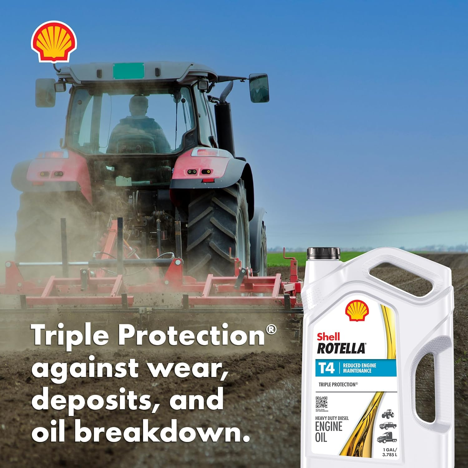 Shell Rotella T4 Triple Protection Conventional 15W-40 Diesel Engine Oil (1-Gallon, Case of 3) image number 1