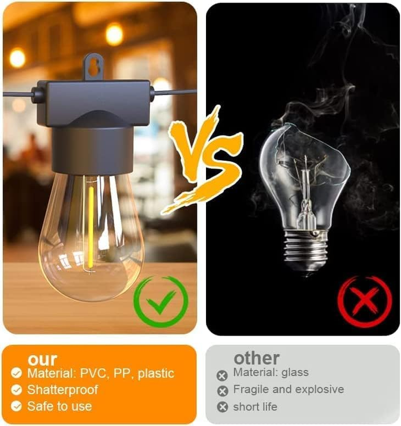 Festoon Lights Outdoor - 30M, 30 Bulbs + 2 Spare LED Outdoor Lights - IP65 Waterproof Shatterproof Led Light IP65 Waterproof and Shatterproof Fairy Light for Garden, Party, Camping (Warm White) image number 5