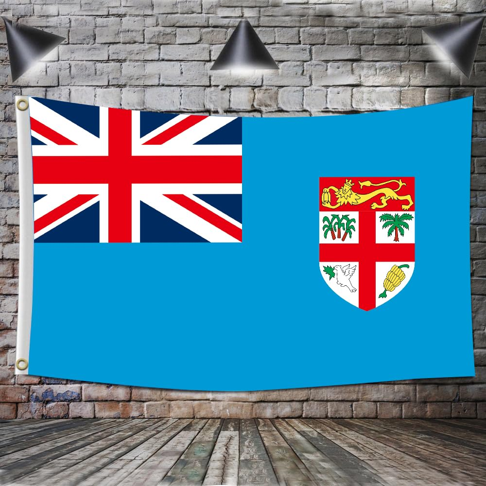 Fly Breeze 3X5 Feet Fiji Flag - Vivid Color and Fade Proof and Double Stitched - Fijian Flags Polyester with Brass Grommets image number 4