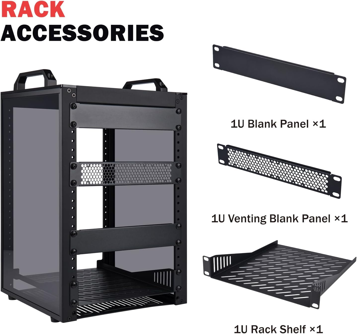 Geeekpi 8U Server Rack Cabinet, Deskpi Rackmate T1 Plus,10 Inch Network Rack for Servers, Network, A/V Equipment, 10.23Inch/260Mm Depth (Black) image number 4