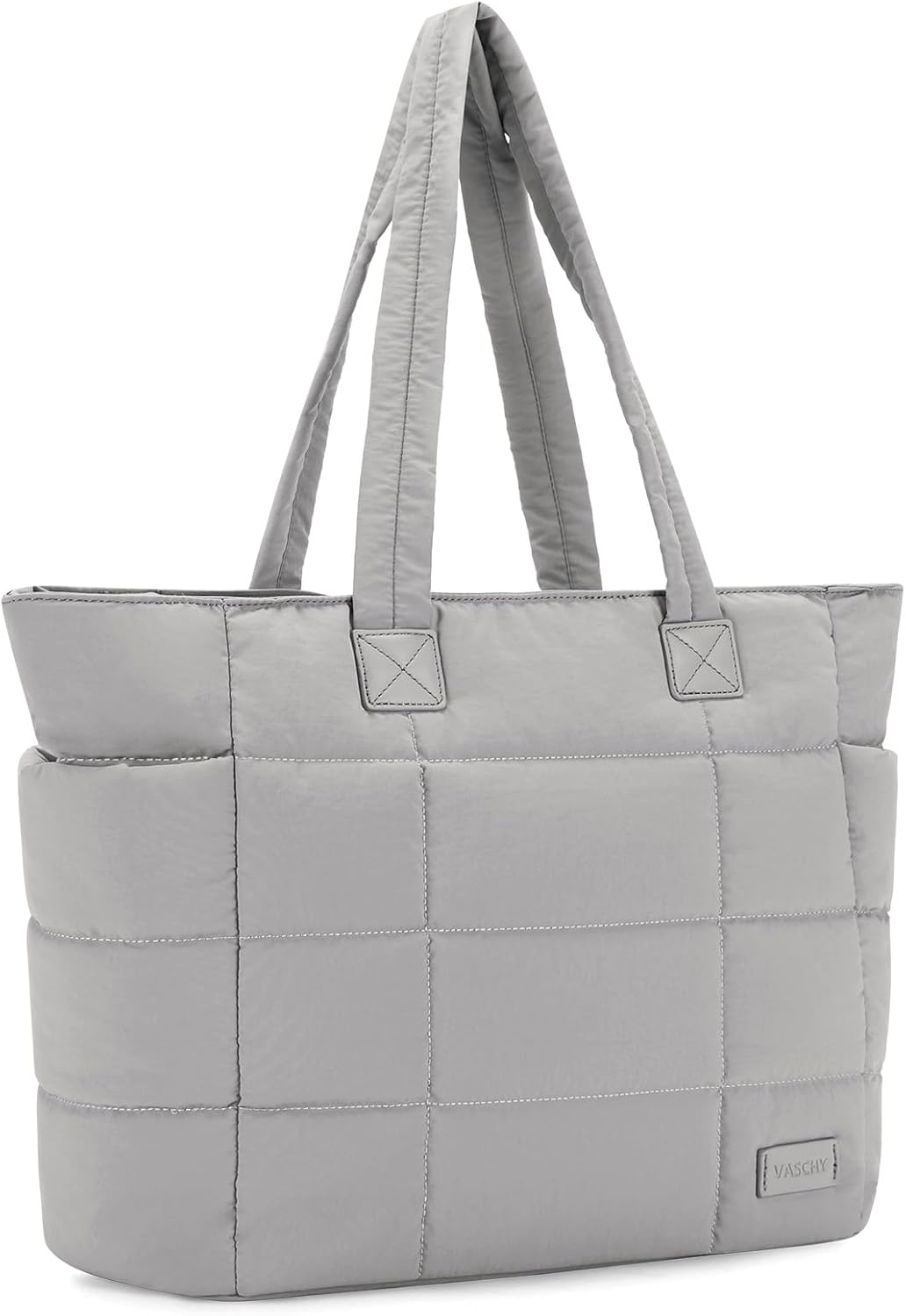 Tote Bag for Women, VASCHY Lightweight Large Quilted Puffer Work Tote with Laptop Compartments Zipper for Casual/Travel/Gym