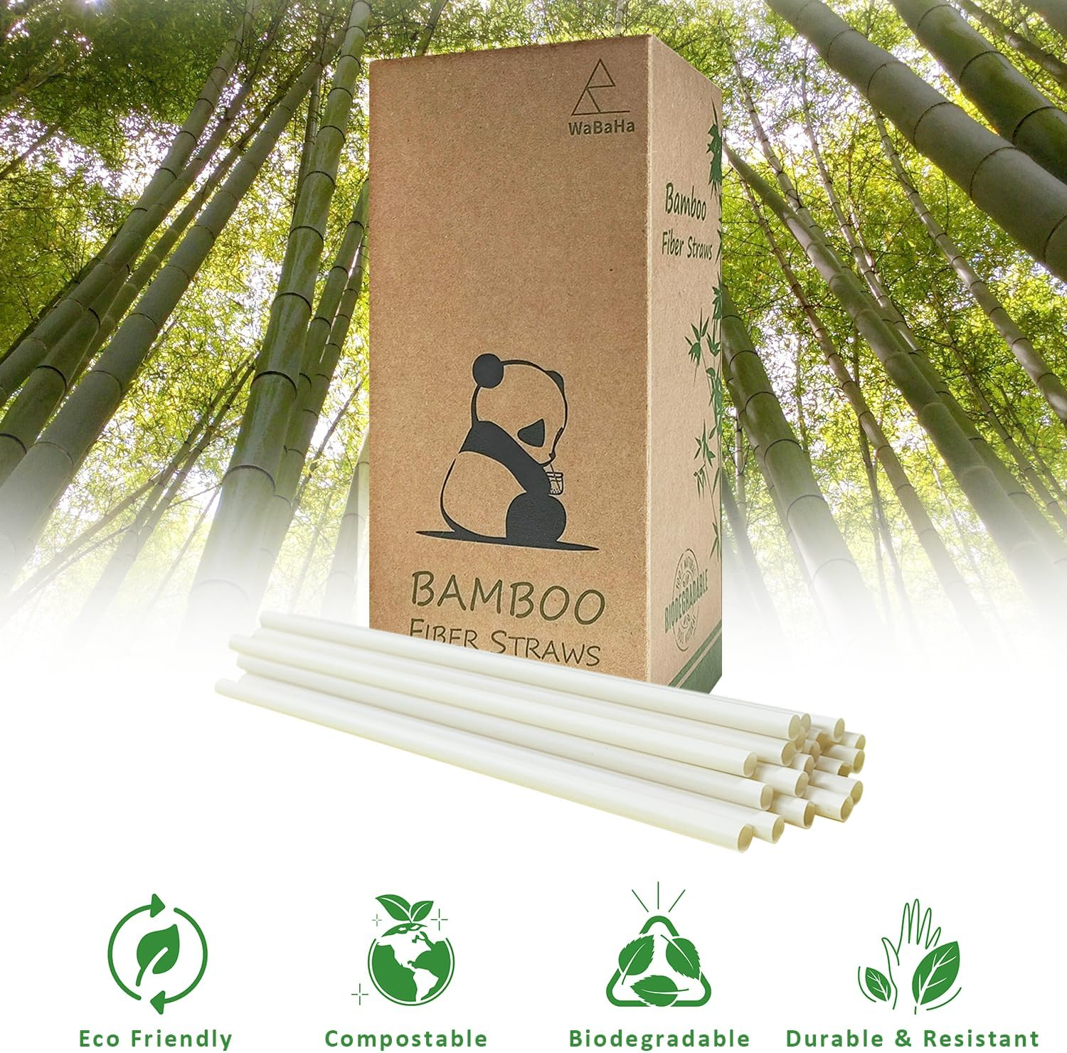Bamboo Fiber Drinking Straws Biodegradable Bamboo Straws for Cocktail (6X197Mm Size, 240 Pack)