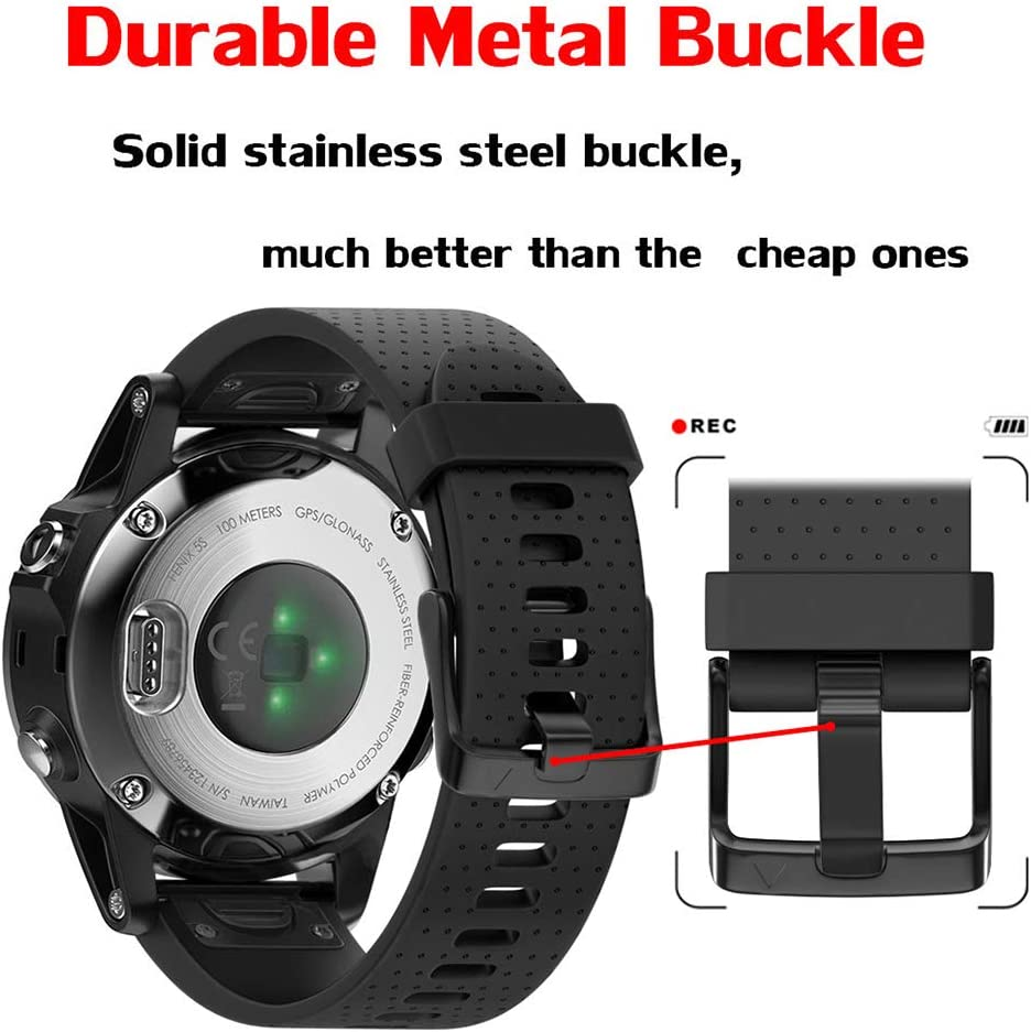 ANCOOL Compatible with Fenix 5S Bands 20Mm,Quick Release Soft Silicone Strap for Fenix 6S/Fenix 6S Pro/Fenix 5S plus Smart Watch-Black - Navy Blue image number 7