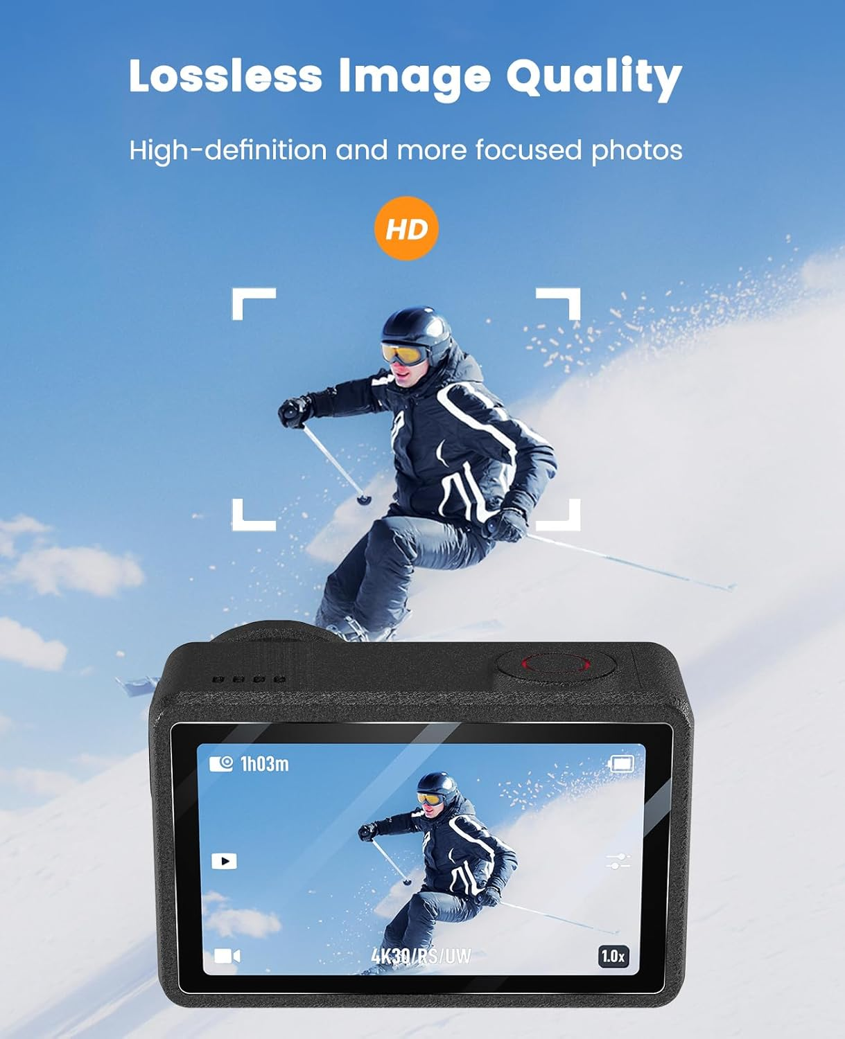 Yeavoic Screen Protector for DJI OSMO Action 5 Pro, Tempered Screen Protector, Pack of 2, Camera Accessories for DJI OSMO Action 5 Pro Film, 9H Hardness, Glass, Scratch-Resistant image number 1