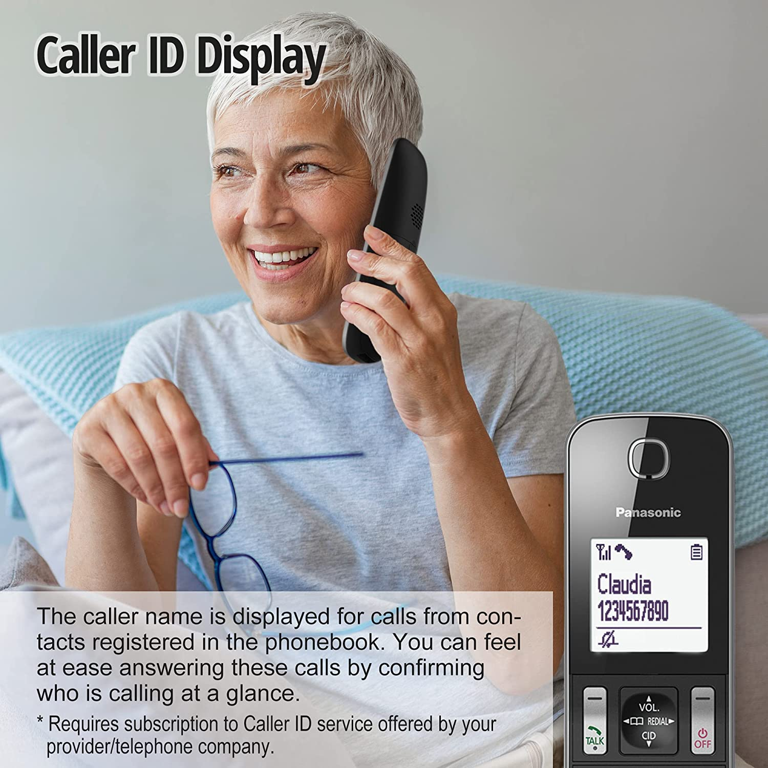 Panasonic DECT Digital Cordless Phone with Answering Machine and 4 Handset (KX-TGD324ALB), Black