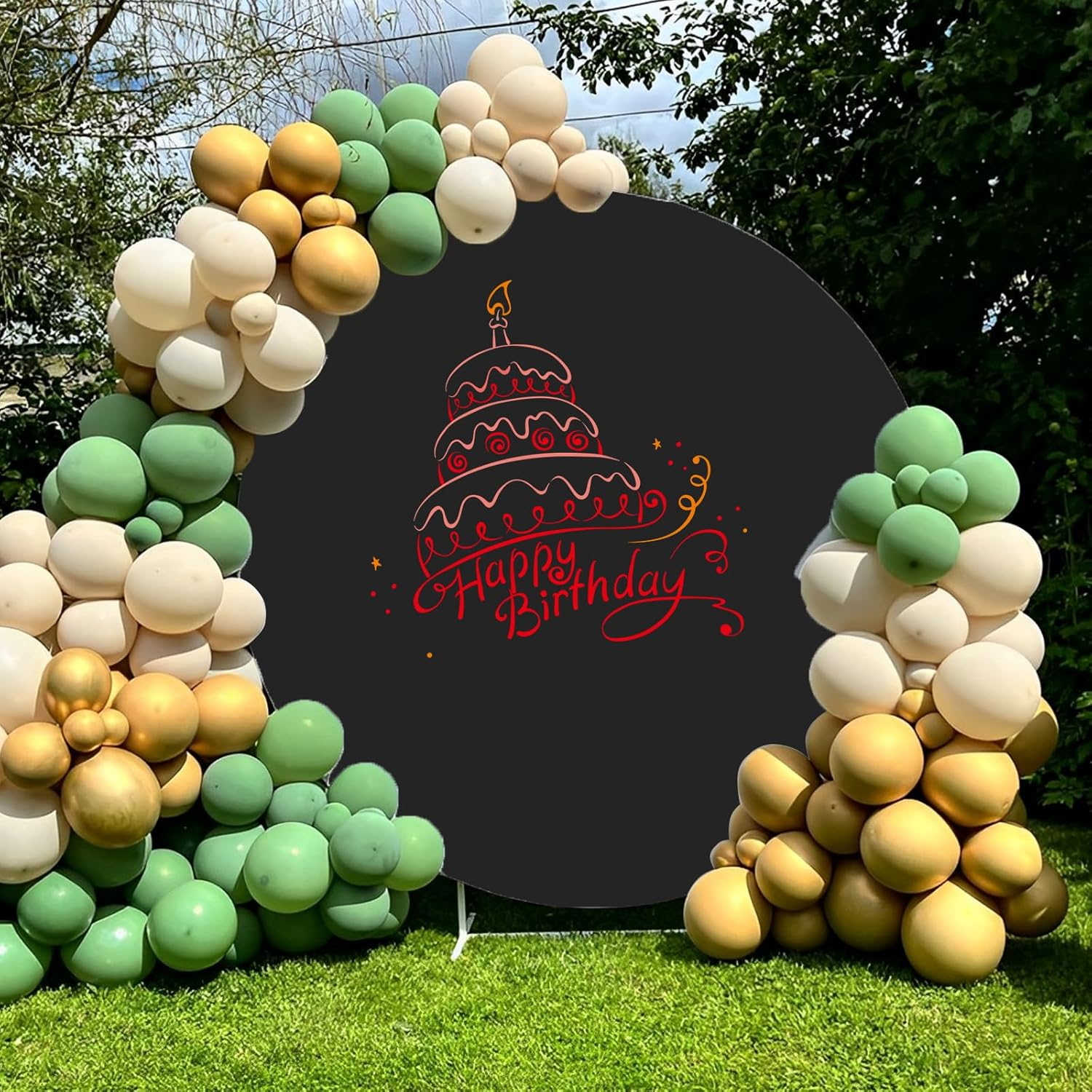 ZLHETWT round Backdrop Cover, Circle Arch Cover for Birthday Party Wedding Banquet D&eacute;cor (White, Polyester, 6.6Ft/2.2M)