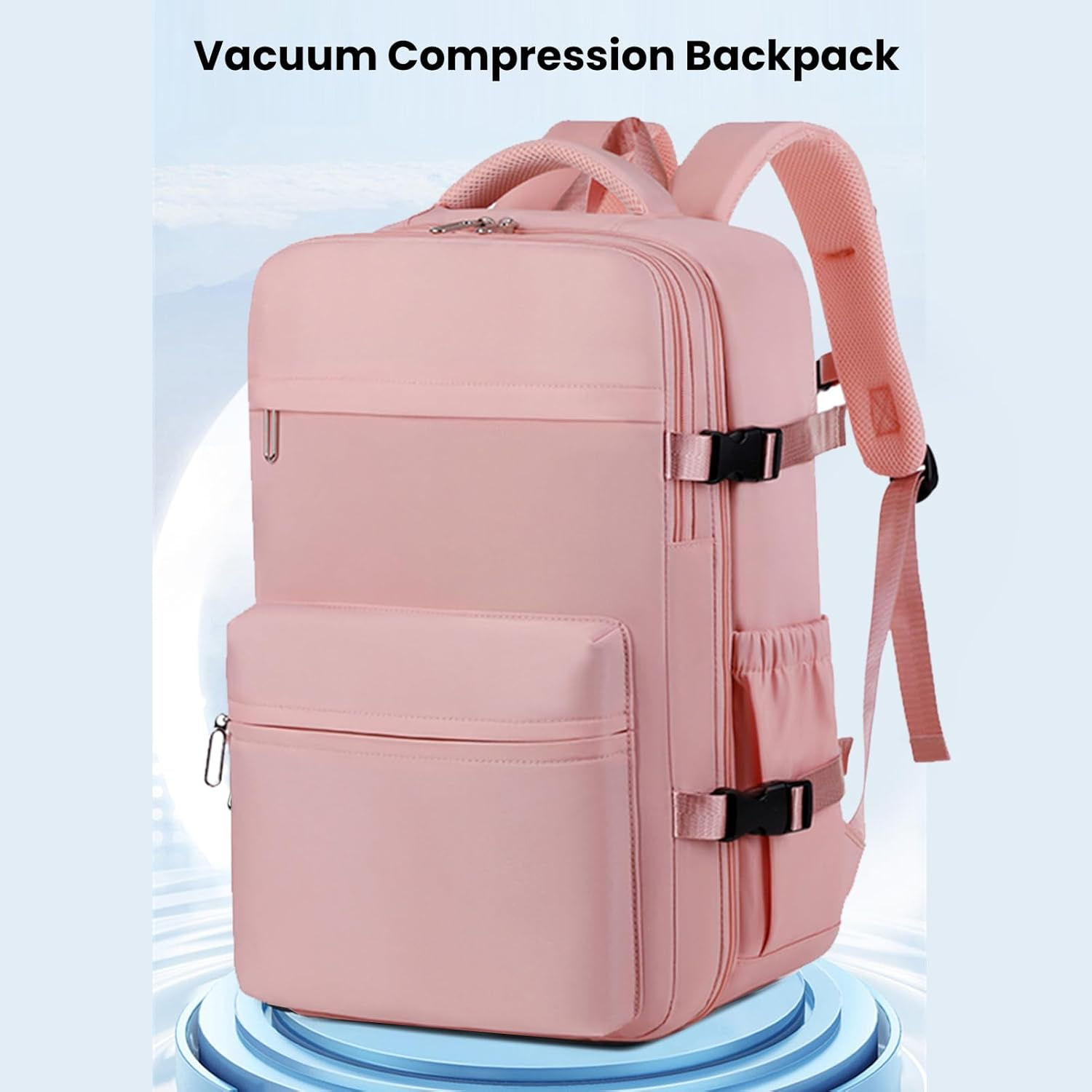 Jectse Travel Vacuum Storage Backpack with Air Pump, Vacuum Seal Compression Space Saver Bags, Carry on Personal Item Laptop Work Backpacks for Women Men