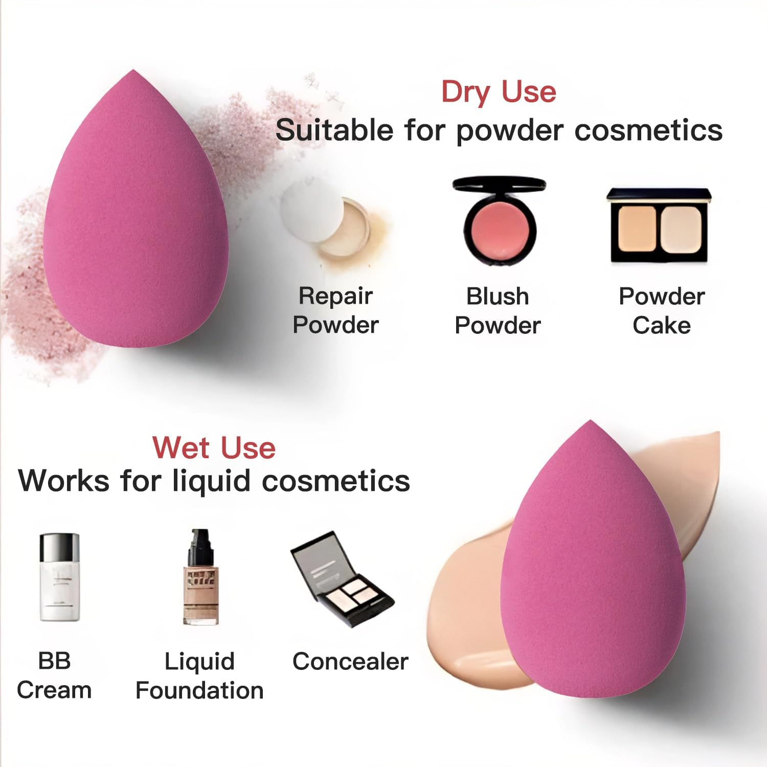 9 Pcs Makeup Sponge Blender Set, 3 Shapes Beauty Blender Kit, Foundation Brush for Liquid Makeup, Liquid Foundation Brush with Makeup Sponge and Powder Puff for Foundation, Powder, Blush image number 3