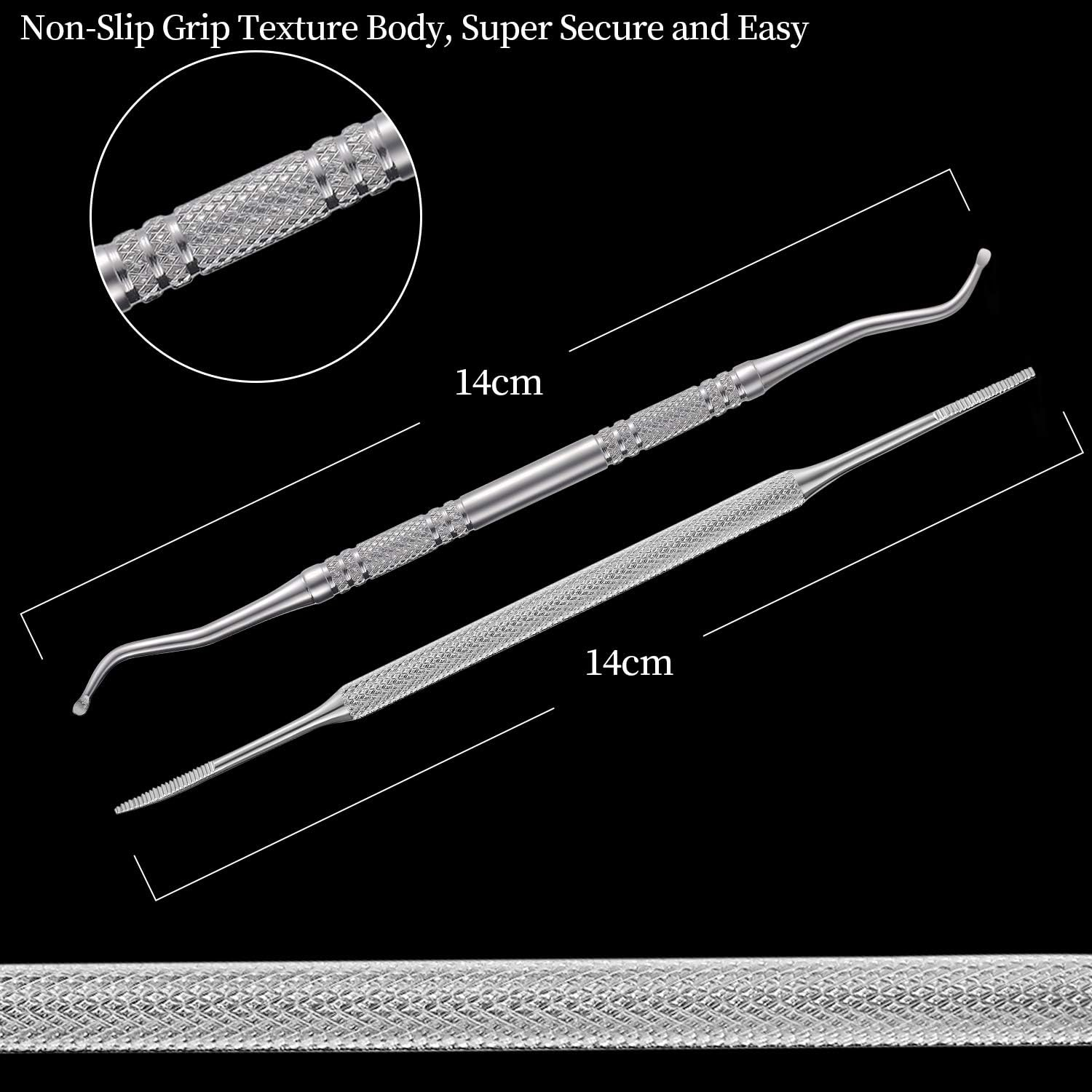 2PCS Ingrown Toenail File and Lifter with Storage Case,Yinyin100% Stainless Steel Ingrown Toenail Tool,Double Sided Professional Grade Nail Cleaner Tool image number 5