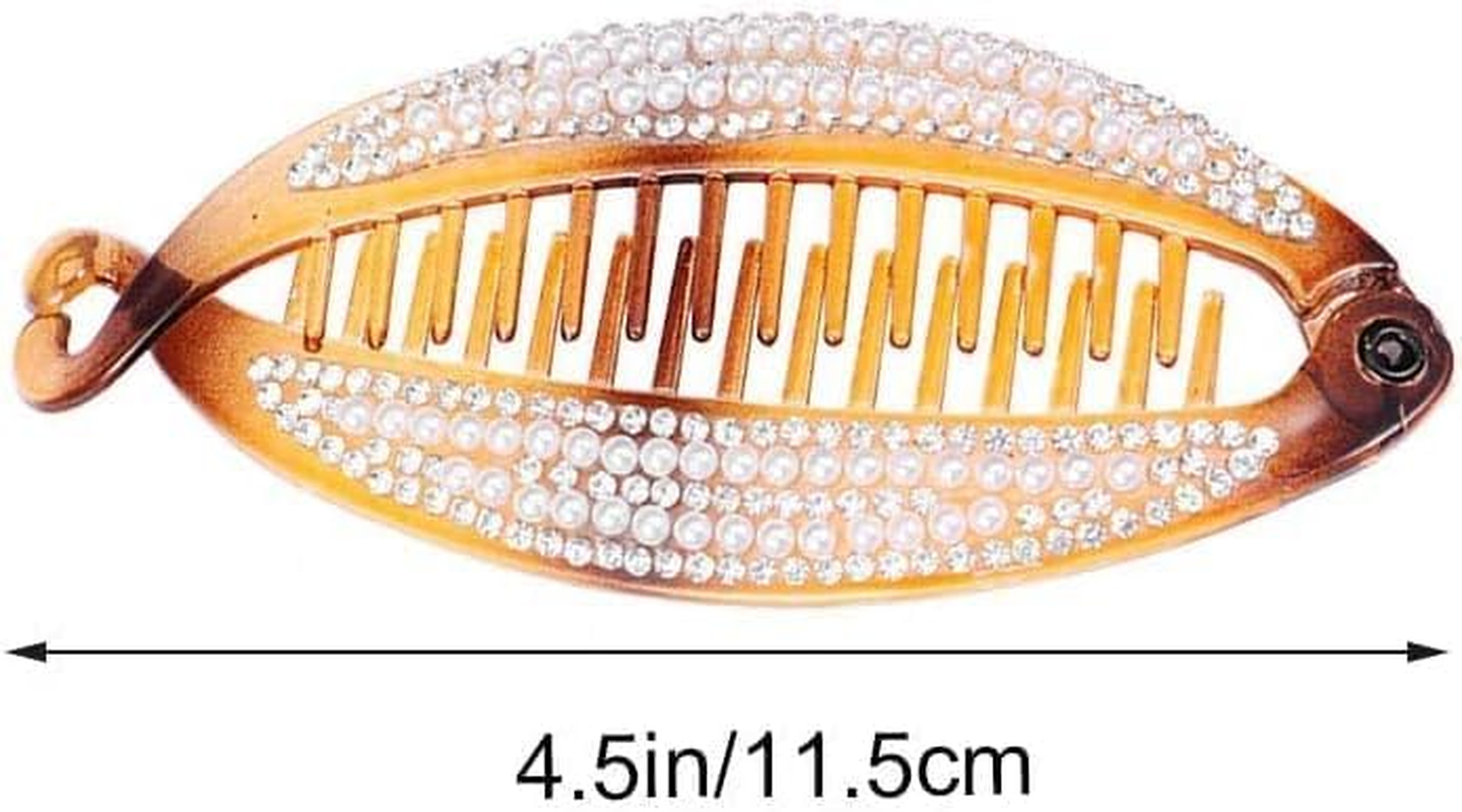 Norhogo Fish Shape Plastic Hair Clamps,Banana Hair Clips with Crystal Banana Clip Fish Shape Rhinestone for Women,Set of 2 image number 5