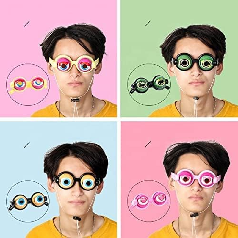 Zingtsing Funny Eye Glasses Crazy Eyes Eyewear Party Supply Puckish Party Glasses Novelty Eyeglasses Fancy Dress up Party Props Cosplay Props- 4PACKS image number 6
