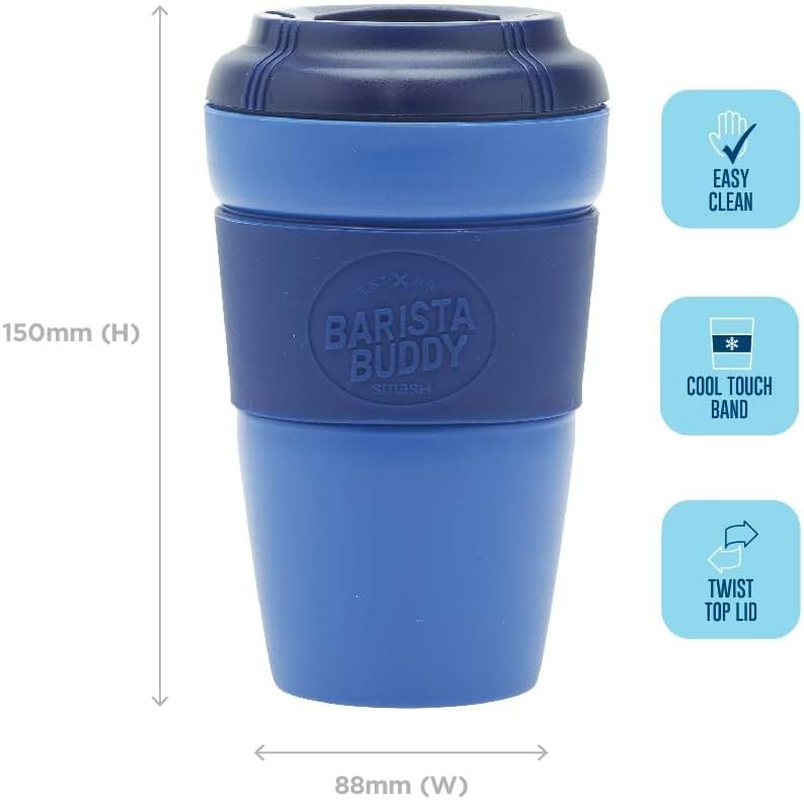 Smash Barista Buddy Reusable Coffee Cup 390Ml Blue - Grey image number 3
