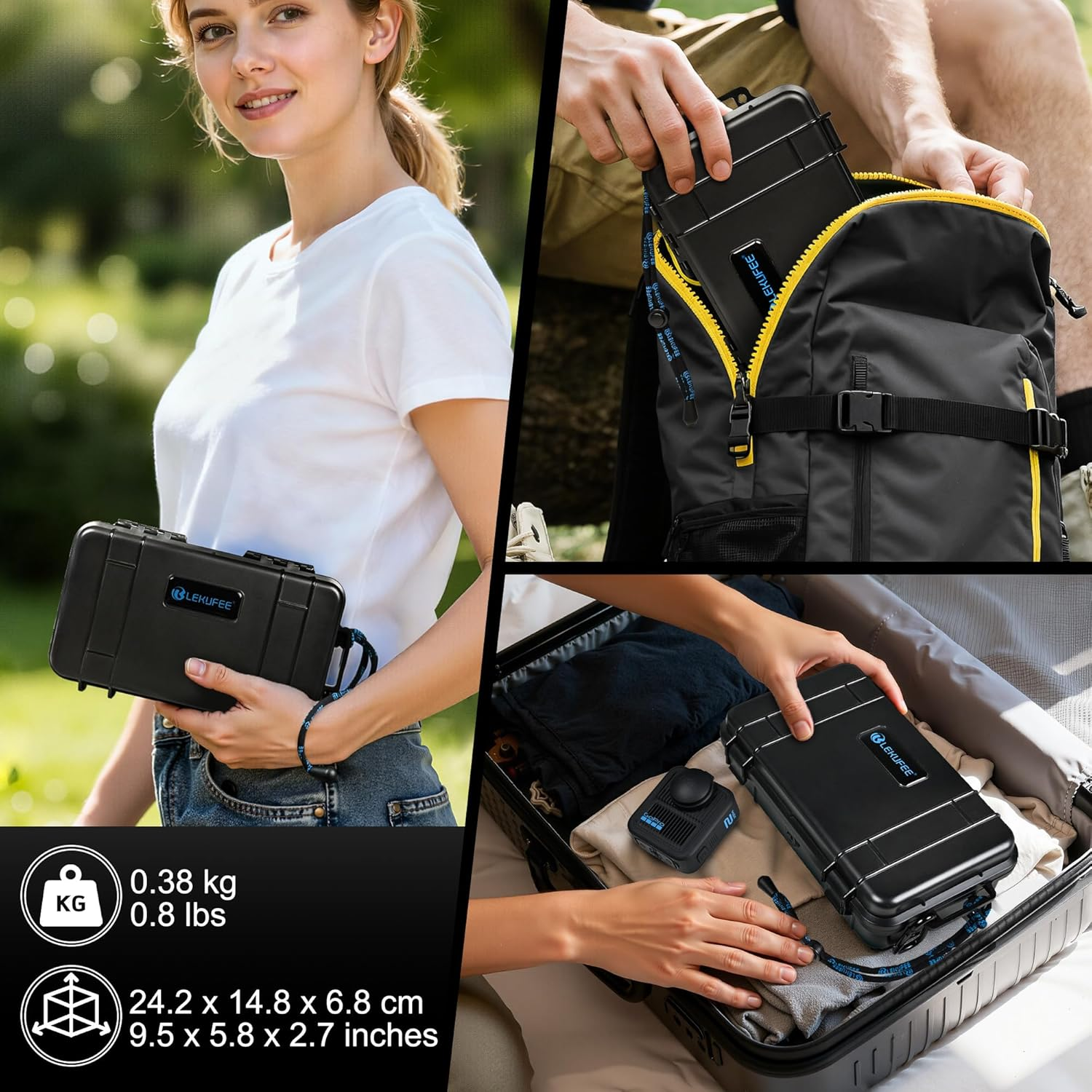 Lekufee Travel Waterproof Hard Case for Gopro MAX 2, Action Camera, Battery, Dual Battery Charger and Accessories - Black(Bag & Case Only) image number 2