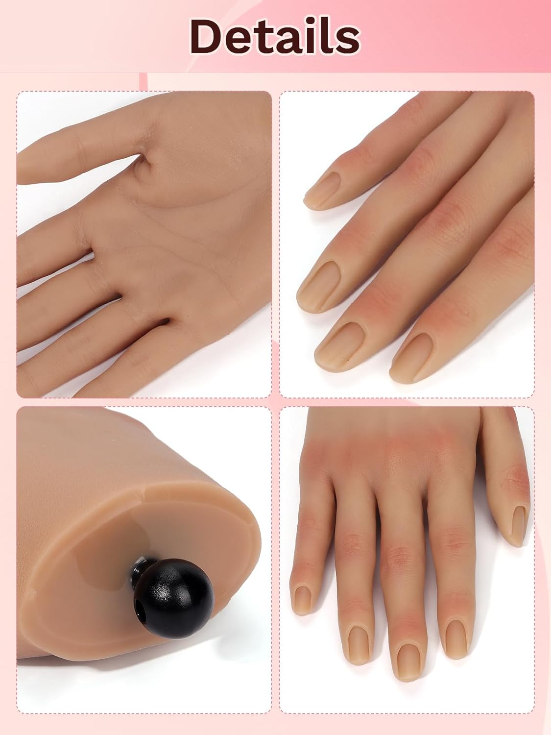 Silicone Practice Hand for Acrylic Nails: Fake Nail Practice Hand - Flexible Nail Training Hand - Nail Hand Practice Model for DIY Nail Art image number 3