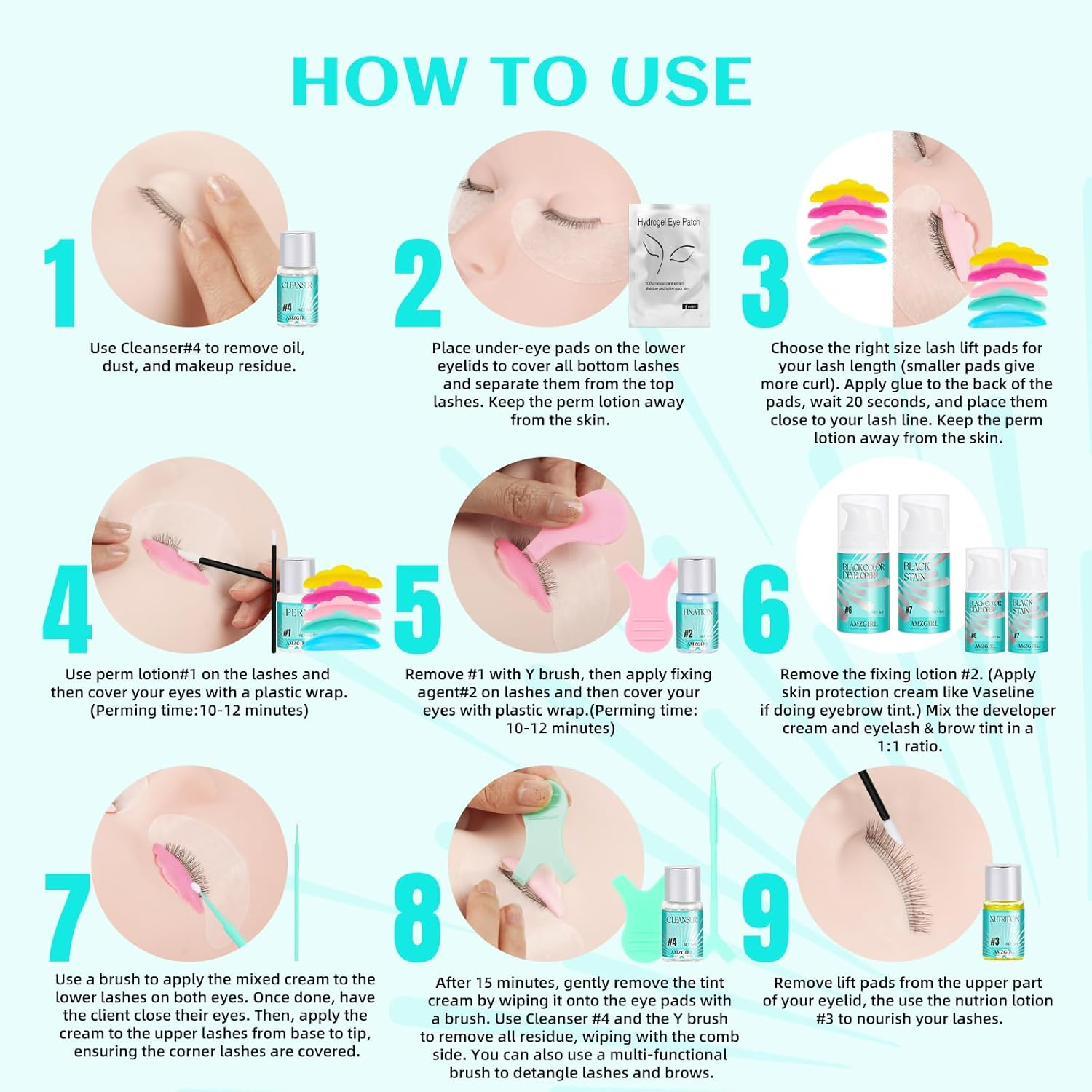 Lash Lift and Tint Kit, Eyelash Perm Kit & Black Brow Lamination Kit, Natural Eyelash Curling Lash Extension Set, Lash Perm Kit Detailed Instruction and Complete Tools Achieve Salon-Quality at Home