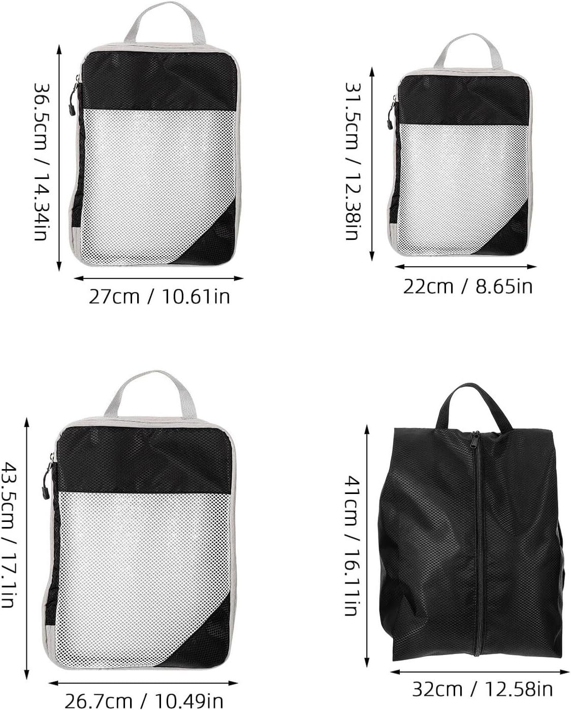 LRXIYODE 4Pcs Travel Compression Storage Bags for Luggage Lightweight Clothes Organizer with Zipper Closure Space-Saving Packing Cubes for Shoes and Apparel Travel Accessories for Compact image number 5