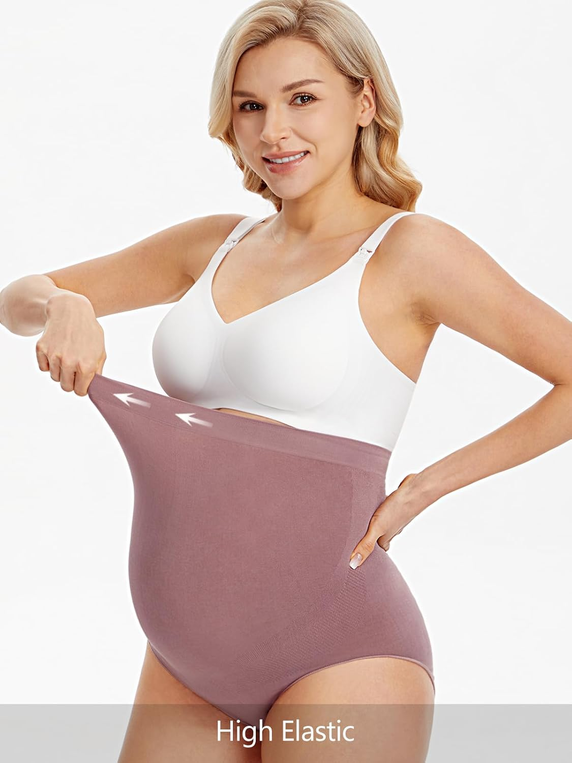 Angelhood Maternity Underwear over Bump, Seamless Maternity Support Panties, plus Size, Multi Pack image number 3